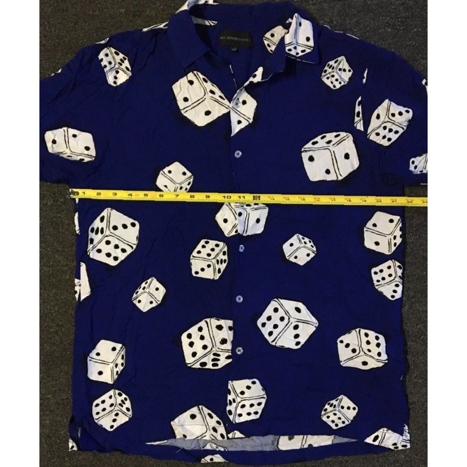 JNCO Vtg Dice All Over Print Shirt M Blue Mens T-Shirt 90s 80s Grunge Punk Skate Surf Fire Skull Harley Sturgis Gangster Size US M / EU 48-50 / 2 - 4 Thumbnail