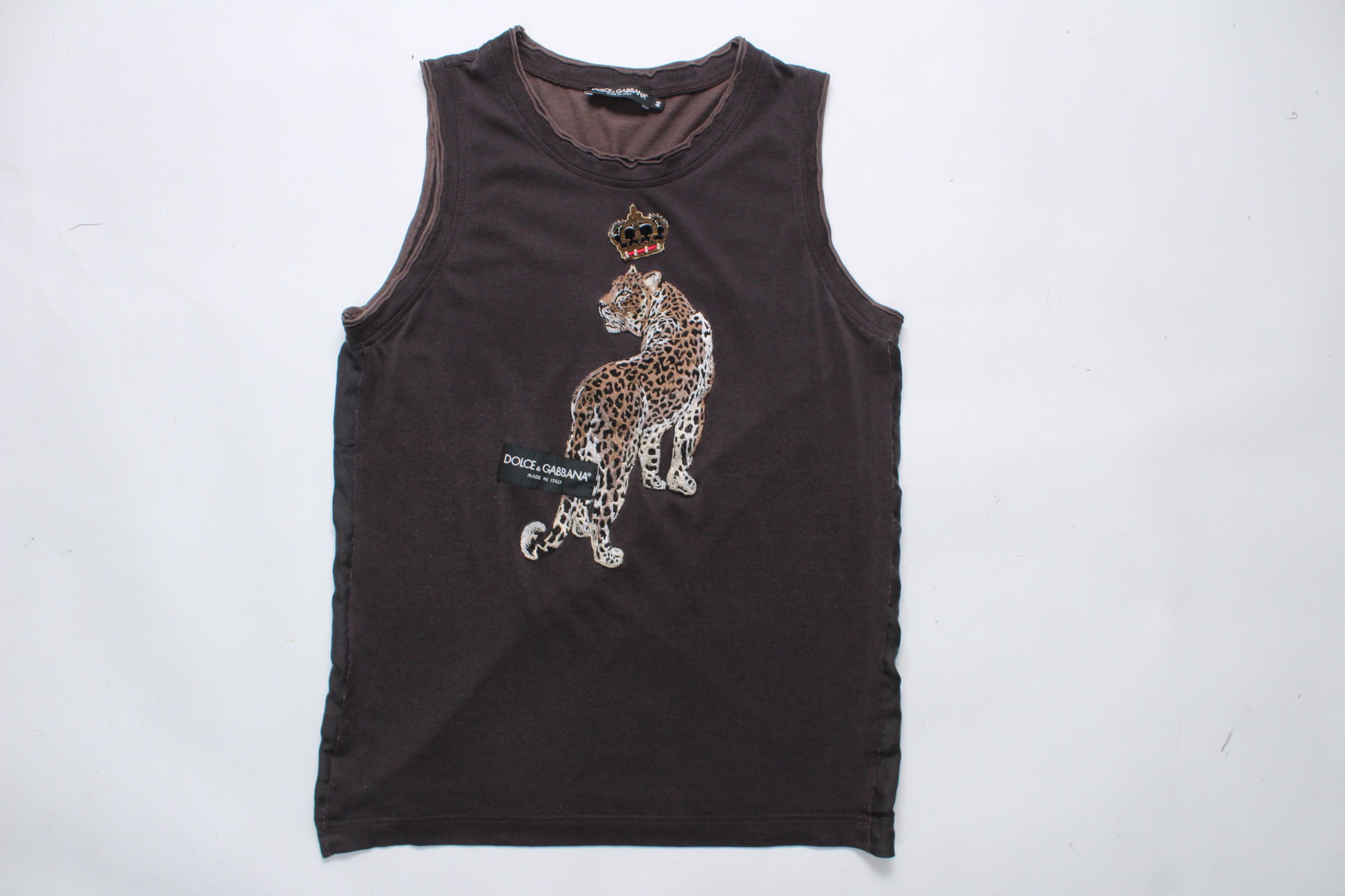 Dolce & Gabbana Dolce & Gabbana Leopard Crown Graphic Tank Top Brown IT 46 Size US S / EU 44-46 / 1 - 5 Thumbnail