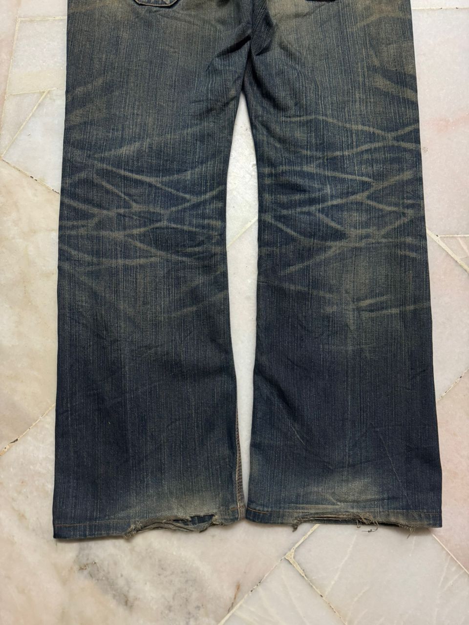 Edwin 💥Flare💥Vintage Edwin Buckle Back Sick Rusty Mudwash Distress Size US 31 - 24 Thumbnail
