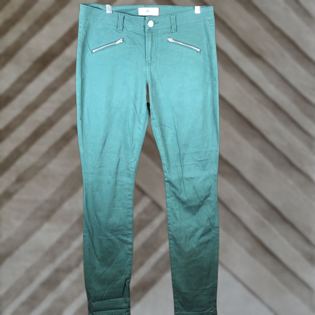 Vintage CAbi Jeans Hunter Green Mid Rise Skinny Moto Zipped Pockets Stretch 10 Women's Denim Jeans Regular Sized 10 Green Pants Size 32" / US 10 / IT 46 - 1 Thumbnail