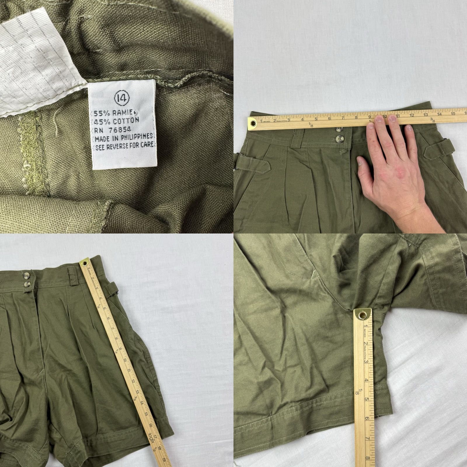 Vintage VINTAGE Morgan Square Safari Shorts Womens 14 Green High Waisted 80s Chino Size 36" / US 14 / IT 50 - 8 Thumbnail