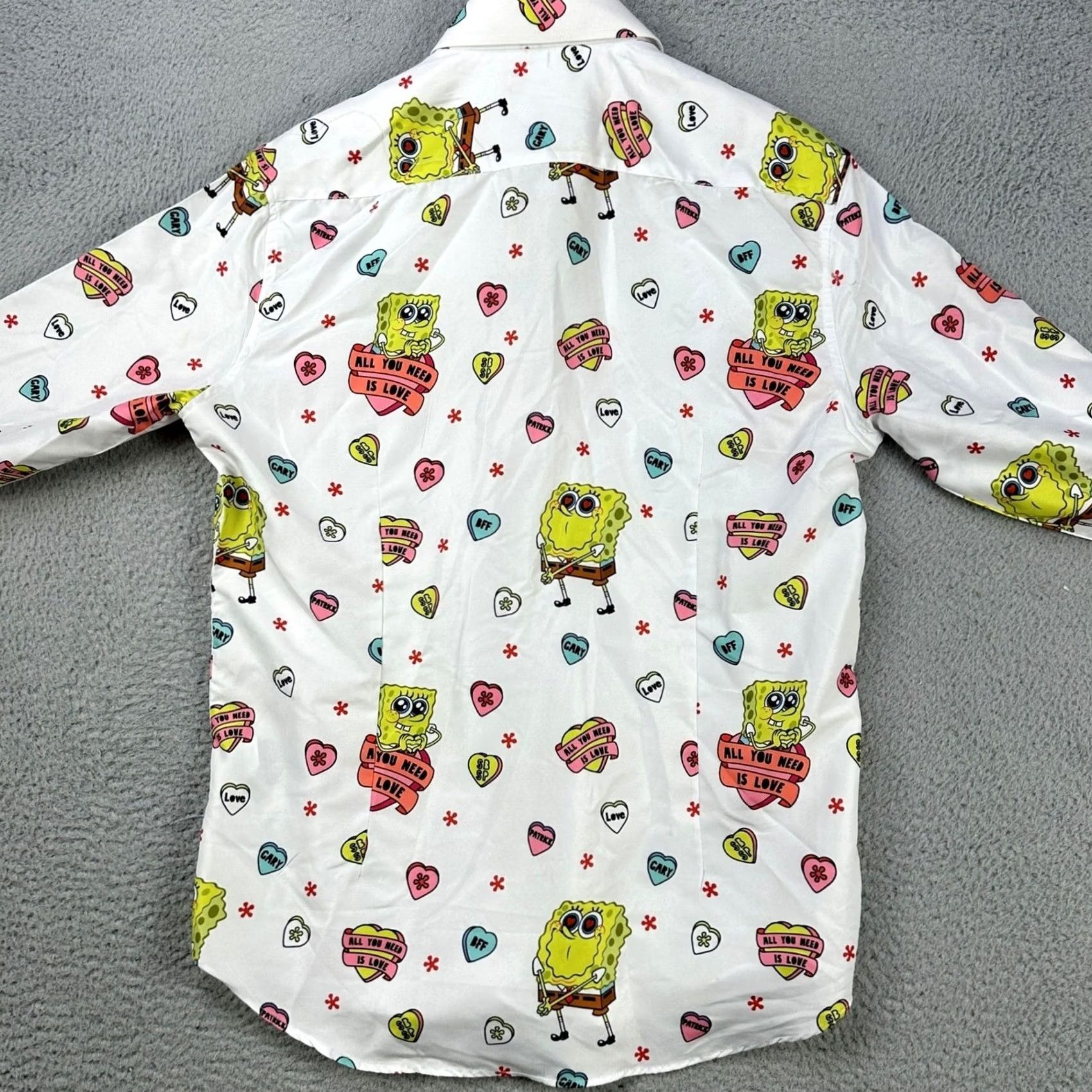 Vintage Suitmeister Mens Sponge Bob Dress Shirt Large 16-16.5 White Yellow Button Up NEW Size 42R - 3 Thumbnail
