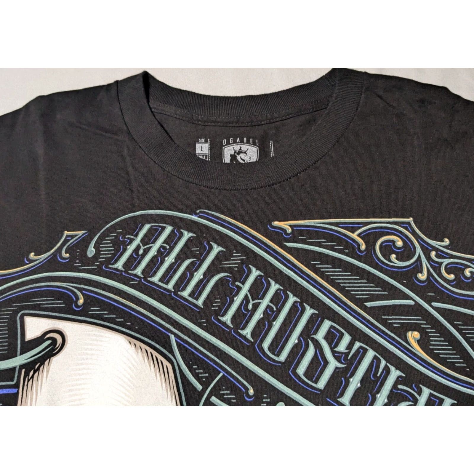 Vintage OGABEL ALL HUSTLE NO LOVE Men L Black Cotton T-Shirt EUC Size US L / EU 52-54 / 3 - 5 Thumbnail