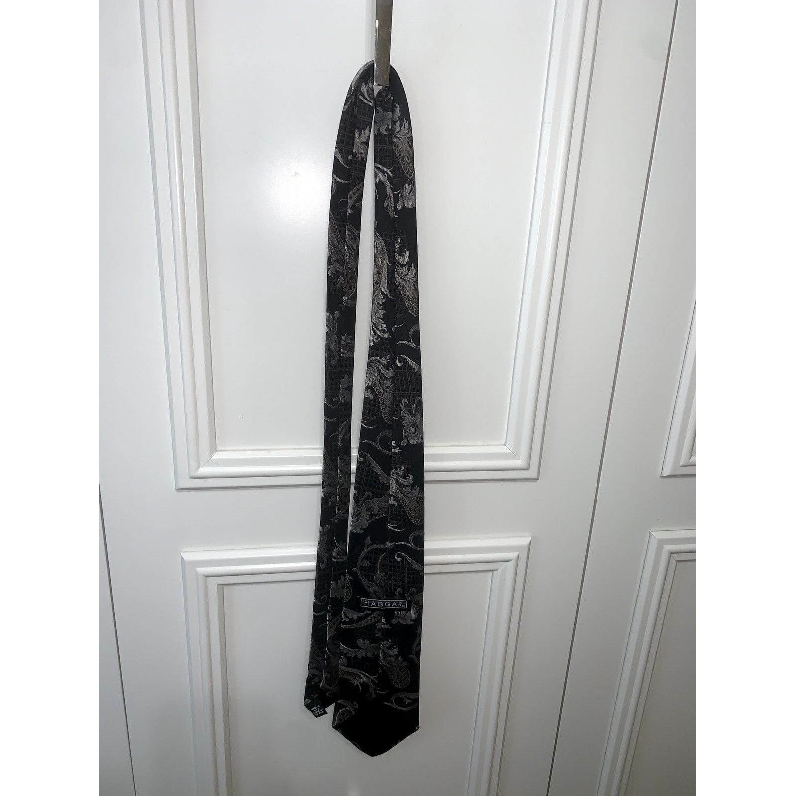 Haggar Haggar Men's Black Paisley Designer Necktie Classic Width Size ONE SIZE - 4 Thumbnail