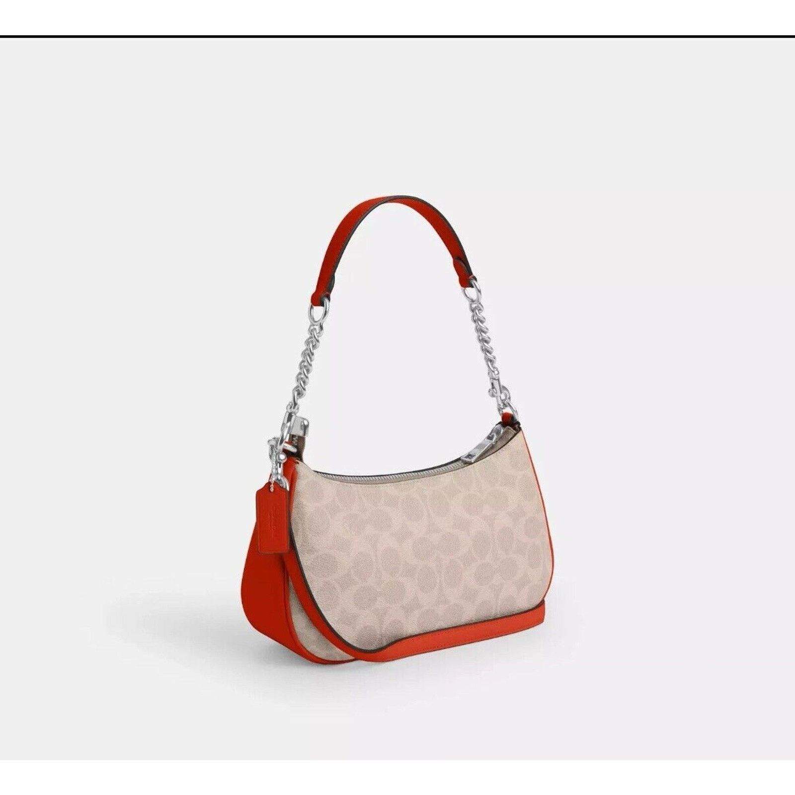 Coach NWT Coach Teri Shoulder Bag Canvas CV933 Sand / Deep Orange Size ONE SIZE - 9 Thumbnail
