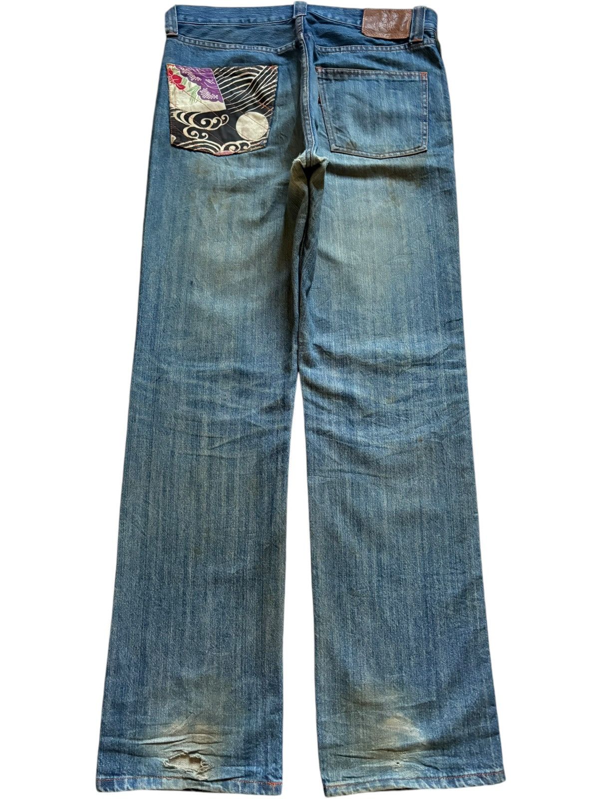 Japanese Brand Vintage Aesthetic Japan Traditional Style Print Baggy Jeans Size US 33 - 2 Thumbnail