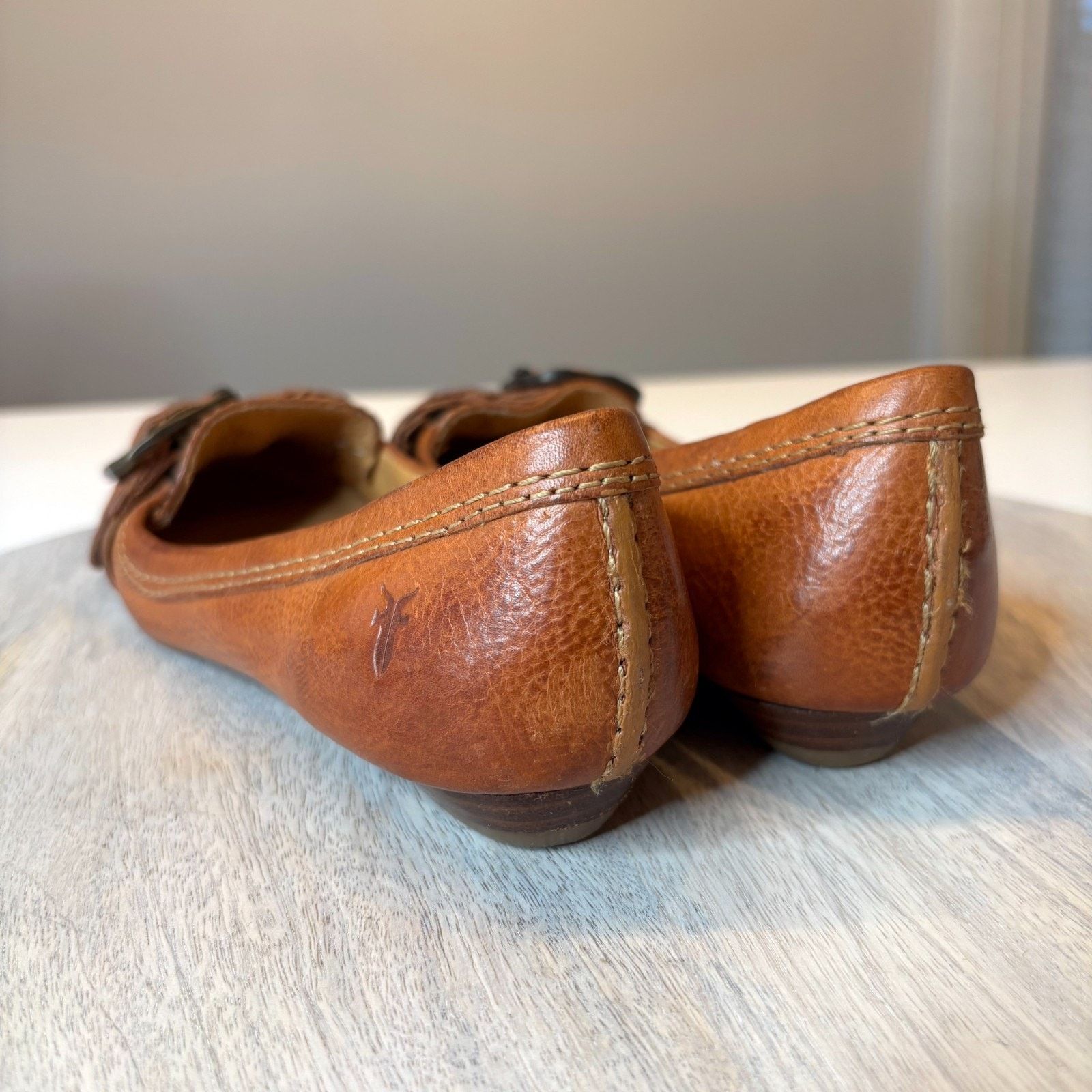 Frye Frye Ruby Woven Moc Cognac Leather Flats Women’s Size 6M Size US 6 / IT 36 - 7 Thumbnail