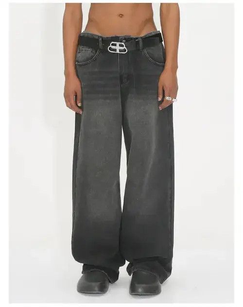 Jean washed faded y2k loose baggy jeans Size US 33 - 5 Thumbnail