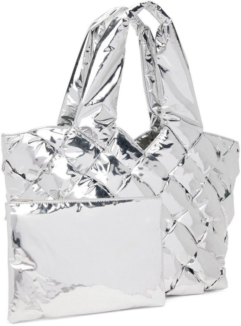 Bottega Veneta 🔥$3.3K VALUE🔥 Silver Cassette Mirror Tote Bag Size ONE SIZE - 2 Thumbnail