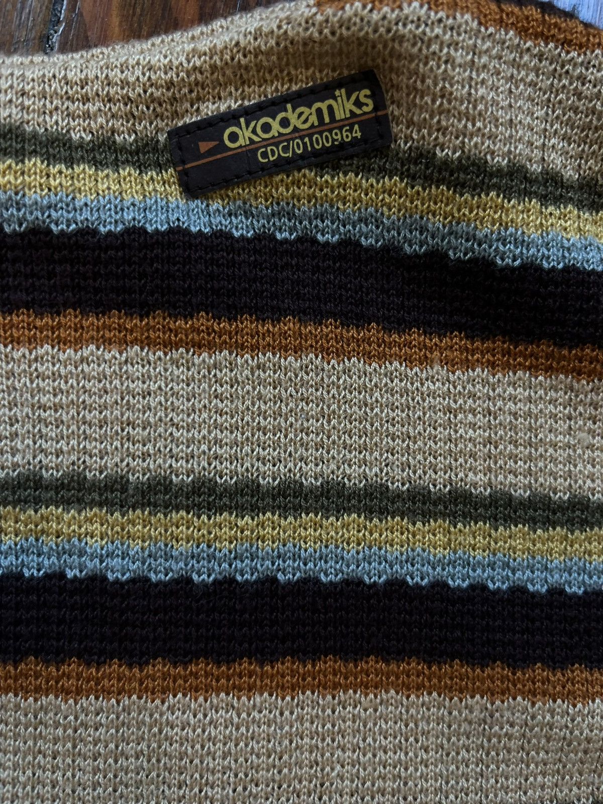 Akademiks Akademiks Knit Polo Shirt XL Brown Tan Striped Retro Y2K Size US XL / EU 56 / 4 - 6 Thumbnail