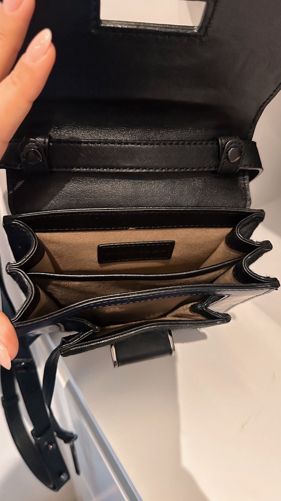 Mackage Mackage Rubie Mini Leather Satchel Crossbody in Indigo Size ONE SIZE - 3 Thumbnail