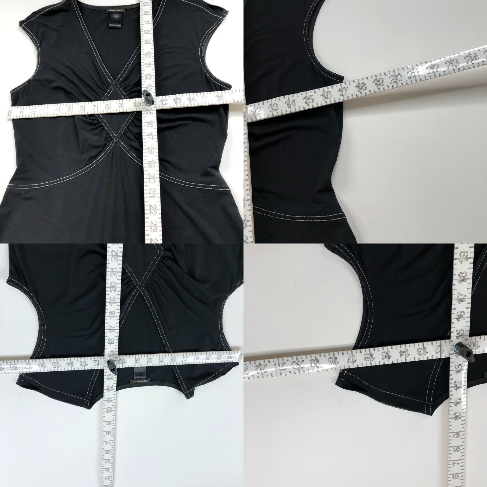 Bcbgmaxazria BCBGMAXAZRIA Dress A-Line Midi Casual Sleeveless V-Neck Black Lightweight Knit Pullover L Women's Size L / US 10 / IT 46 - 8 Thumbnail