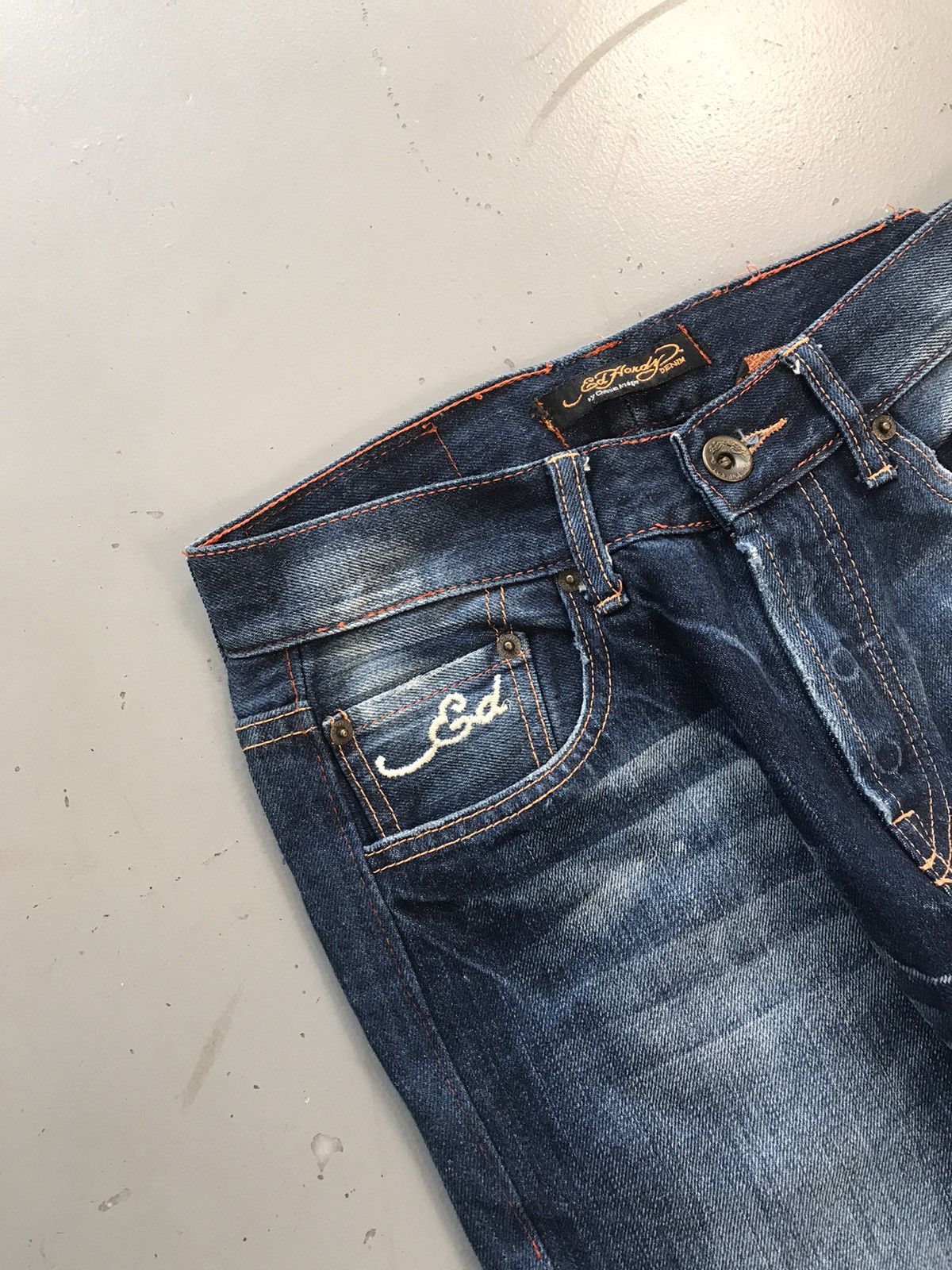 Ed Hardy × Vintage Vintage Edhardy wolf 🐺 face embroidered denim Size 28" / US 6 / IT 42 - 4 Thumbnail