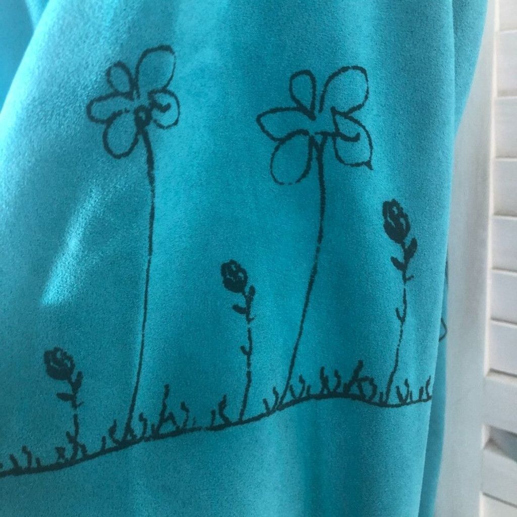 Chicos shirt teal aqua faux suede stick animal Avant Garde Sz L (3) Size L / US 10 / IT 46 - 12 Thumbnail