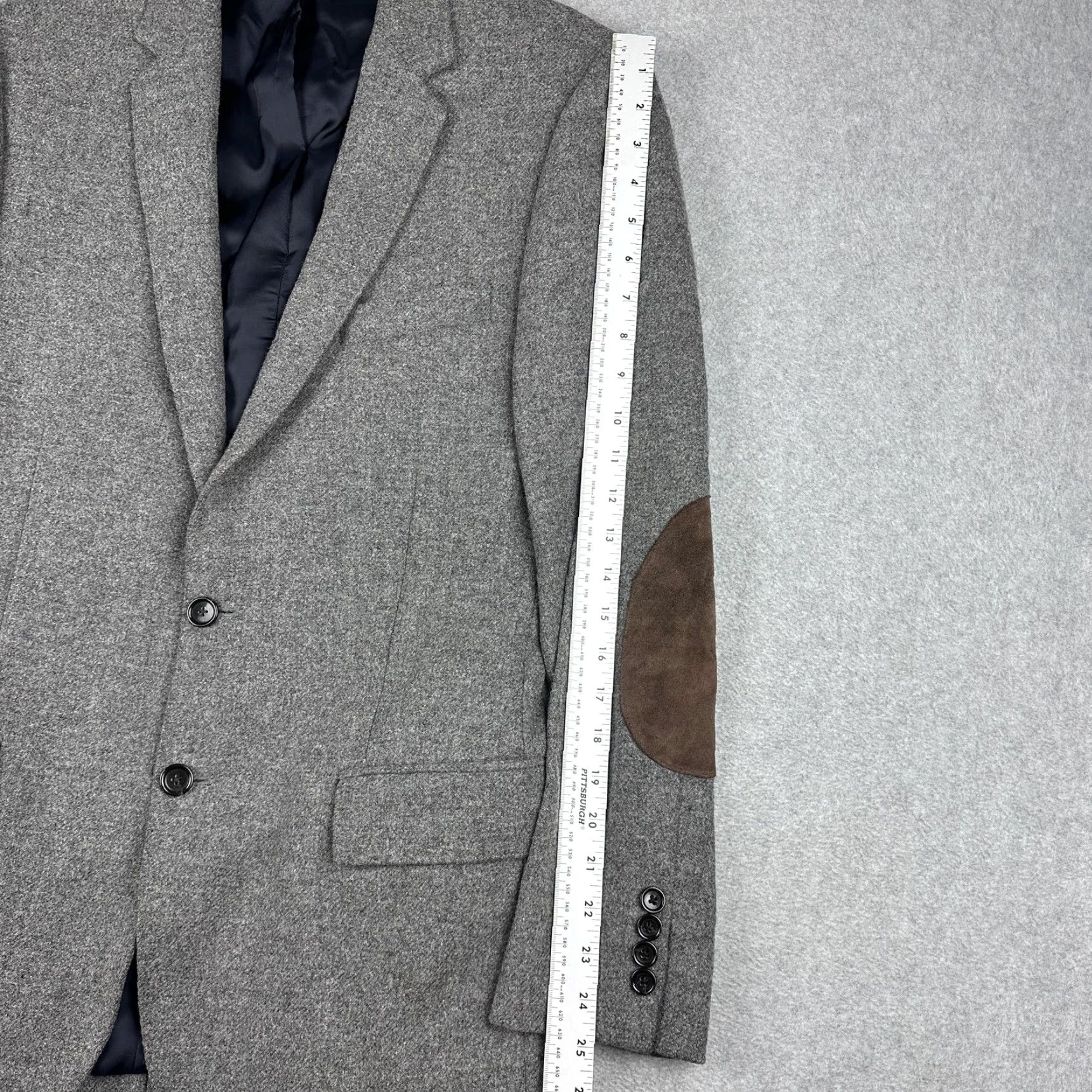 J.Crew Ludlow Blazer Mens 40L Gray Herringbone Wool Elbow Patch Sport Coat - J.CREW, Sport Coat, Men