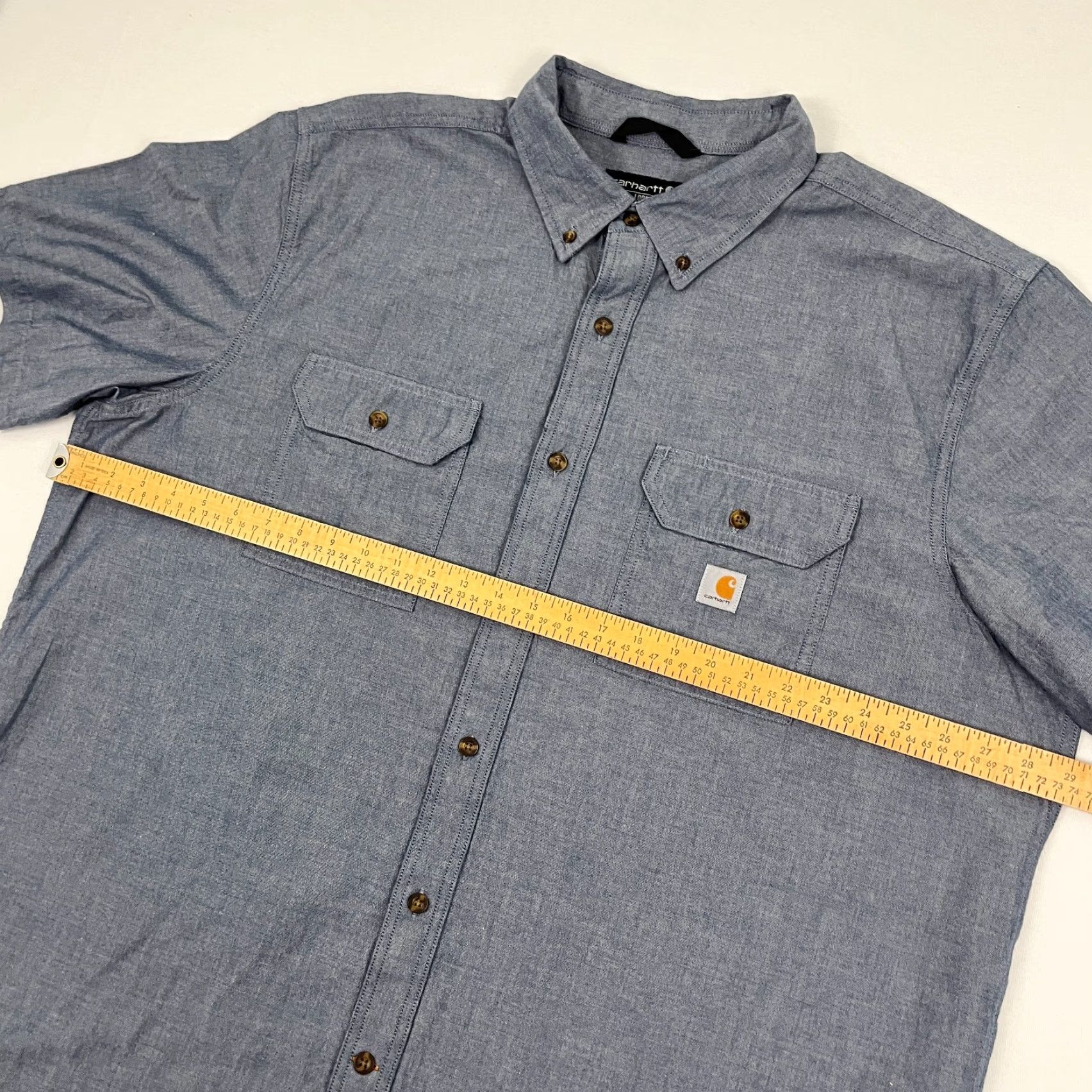 Carhartt Carhartt Mens 2XL Blue Button-Down Shirt Workwear Chambray Midweight Cotton Size US XXL / EU 58 / 5 - 4 Thumbnail