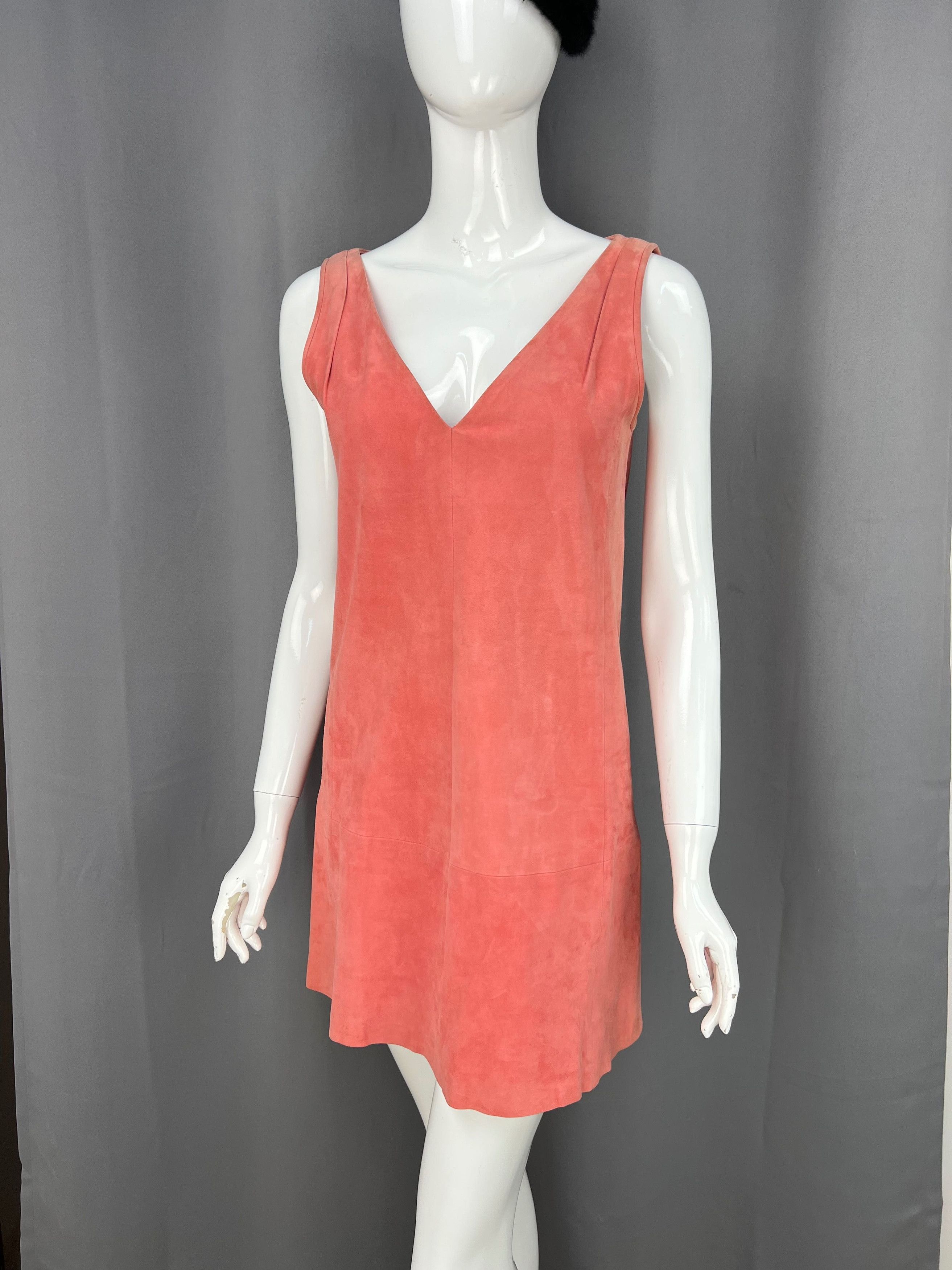 Balenciaga Balenciaga Leather Peachy Pink Midi Dress Size S / US 4 / IT 40 - 1 Thumbnail