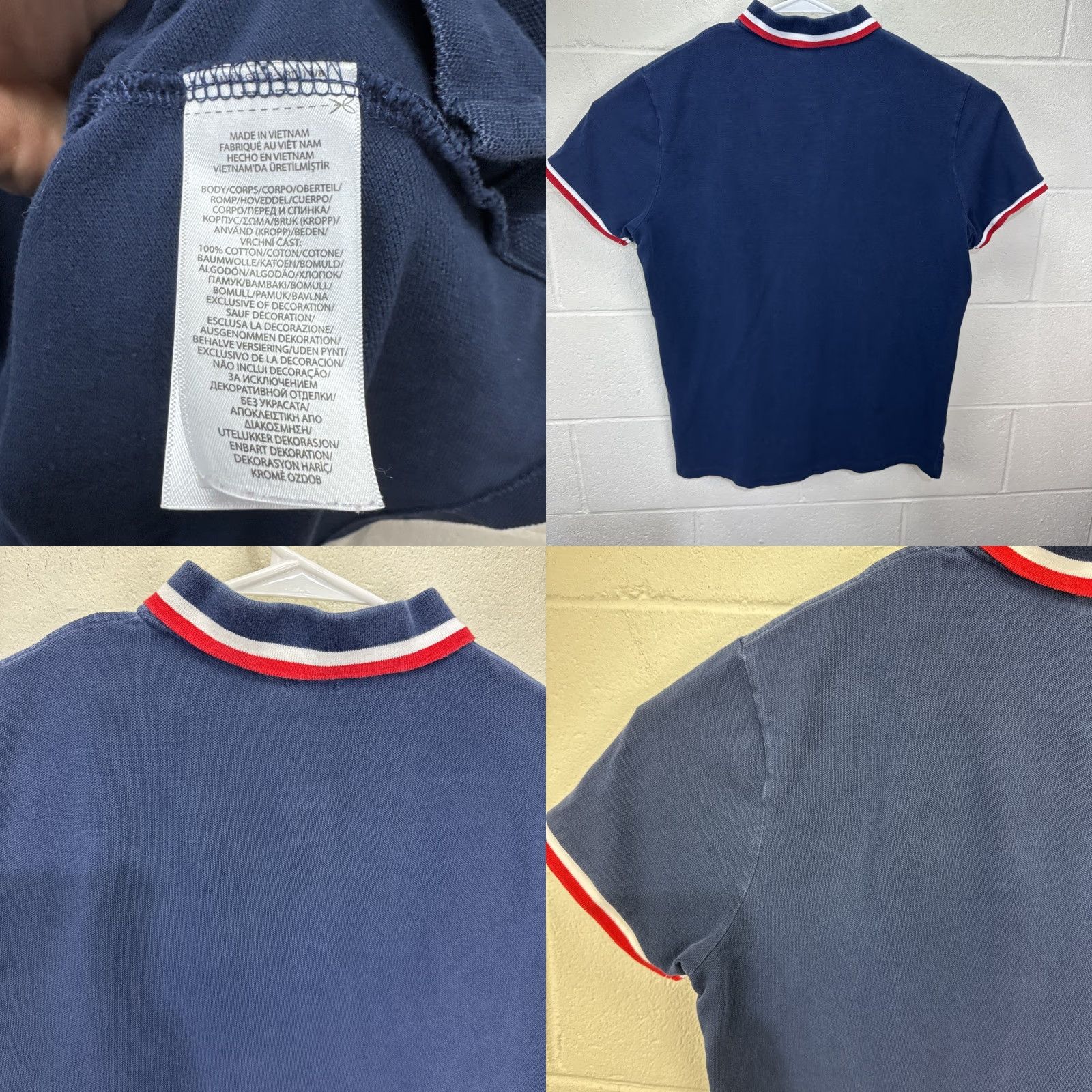 Polo Ralph Lauren VINTAGE Polo Ralph Lauren Mens XL Slim Fit Polo Shirt Navy Short Sleeve Cotton Classic Striped Embroidered Logo Size US XL / EU 56 / 4 - 8 Thumbnail