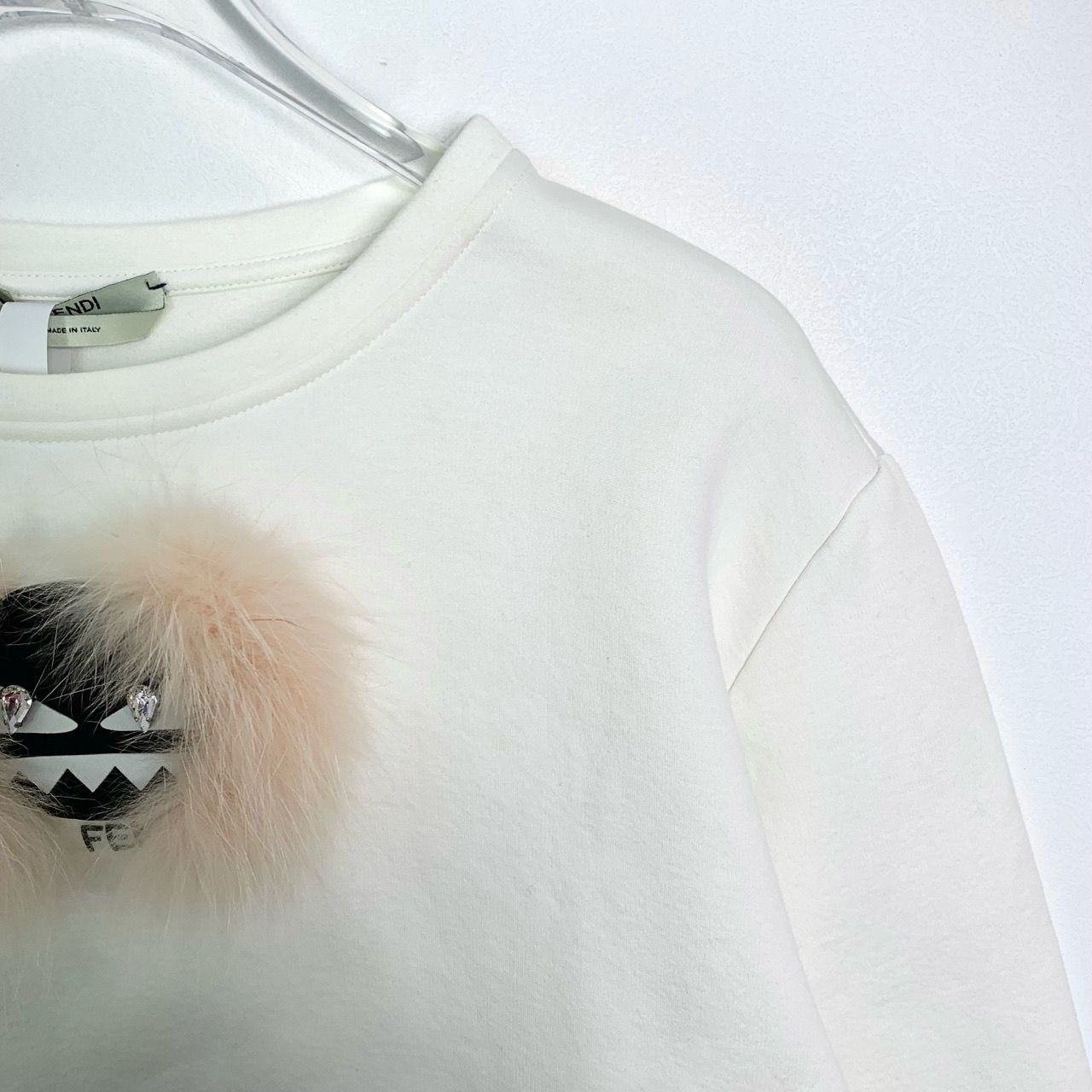 Fendi Fendi White Little Devil Plush Spliced Crew-Neck Long Sleeve Size S / US 4 / IT 40 - 5 Thumbnail