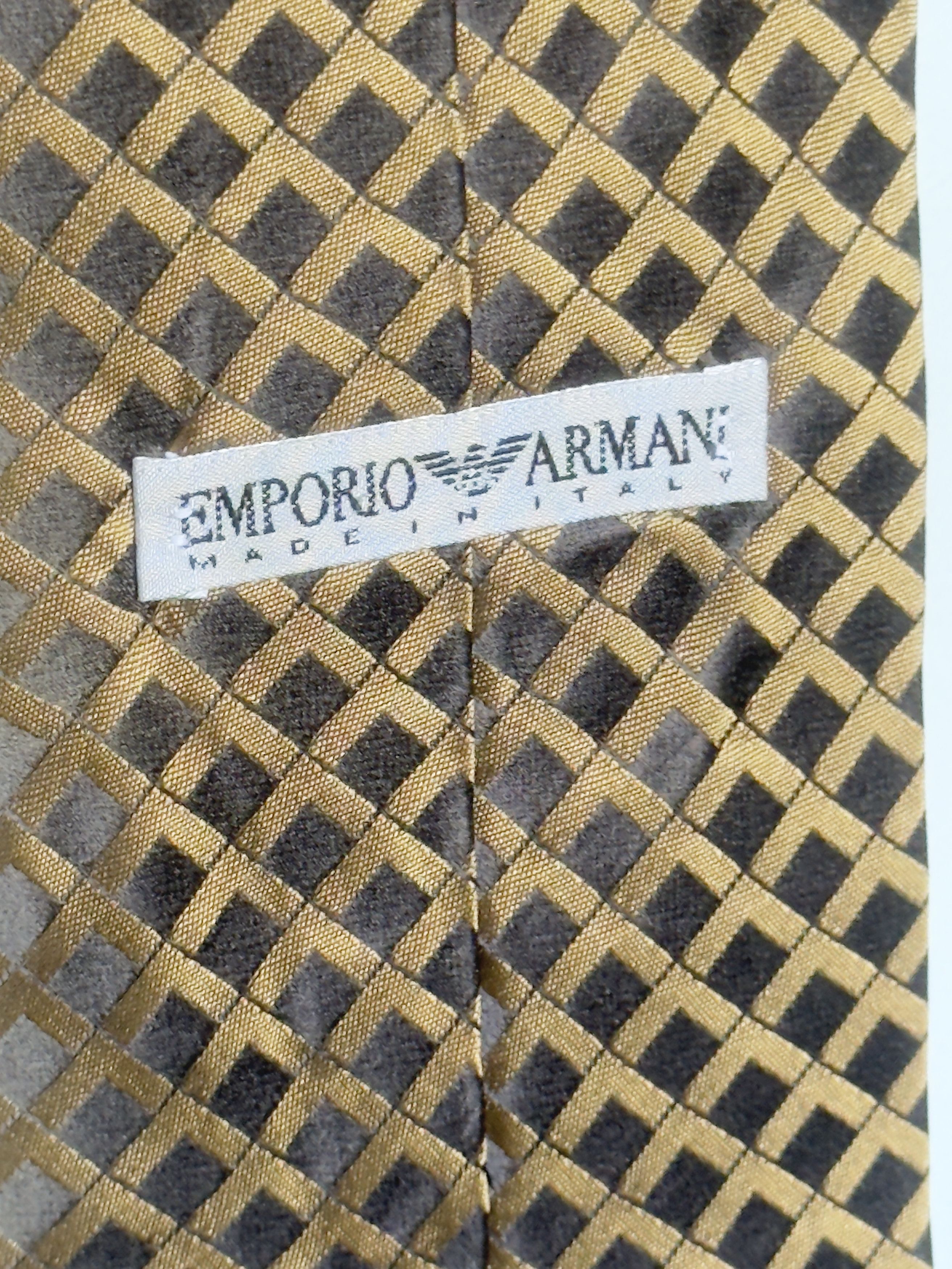 Emporio Armani × Giorgio Armani 2x gold silk tie Giorgio Emporio Armani gold and blue navy Size ONE SIZE - 12 Thumbnail