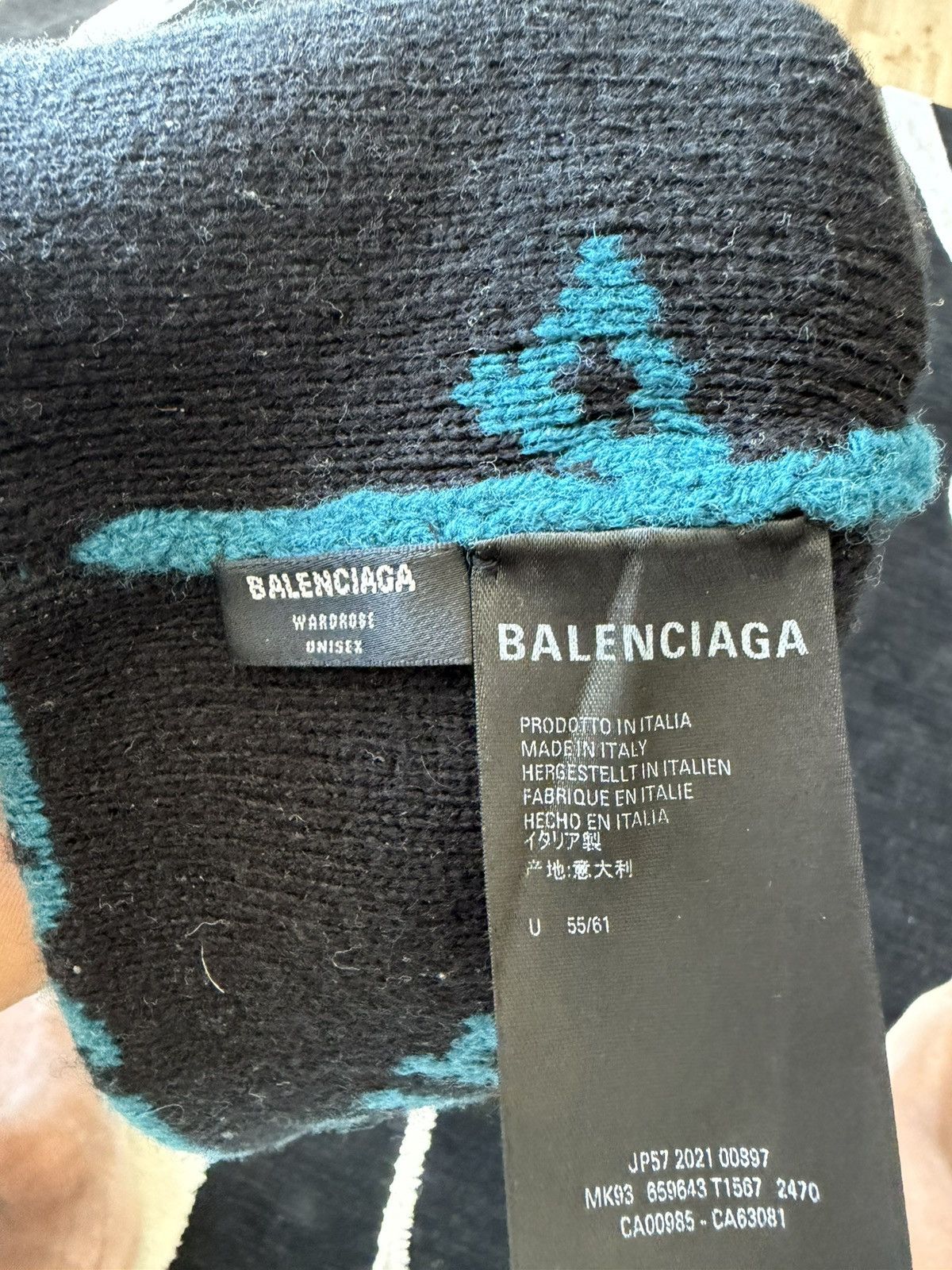 Balenciaga Balenciaga All-Over Logo Beanie (Petrol Blue, OS) Size ONE SIZE - 5 Thumbnail