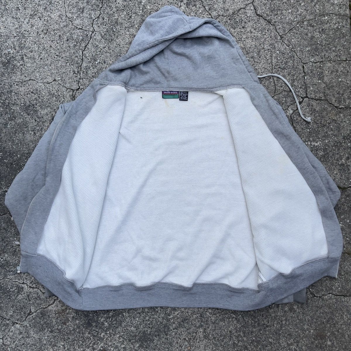 Vintage Vintage 90s GRAND BANKS Full Zip Waffle Line Hoodie Size US XL / EU 56 / 4 - 3 Thumbnail