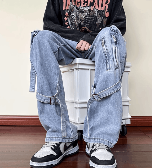 Japanese Brand × Vintage High street men's straight slim fit zippered cargo jeans Size US 32 / EU 48 - 3 Thumbnail