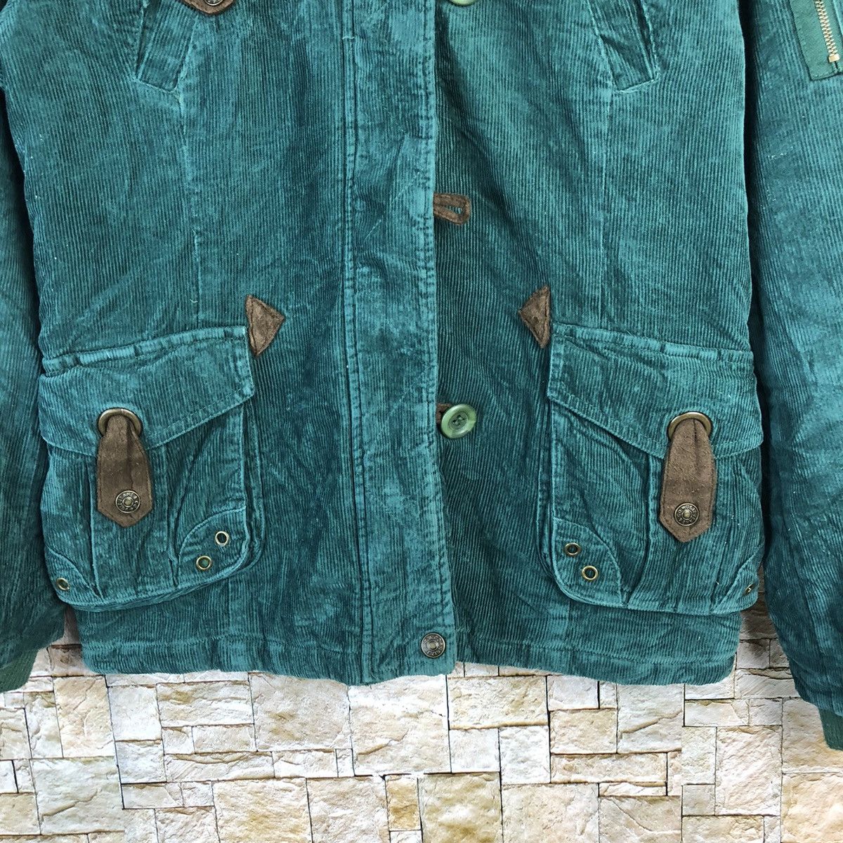 Japanese Brand Something By UGIZ jean corduroy Green sweater hoodie #A664 Size US S / EU 44-46 / 1 - 6 Thumbnail