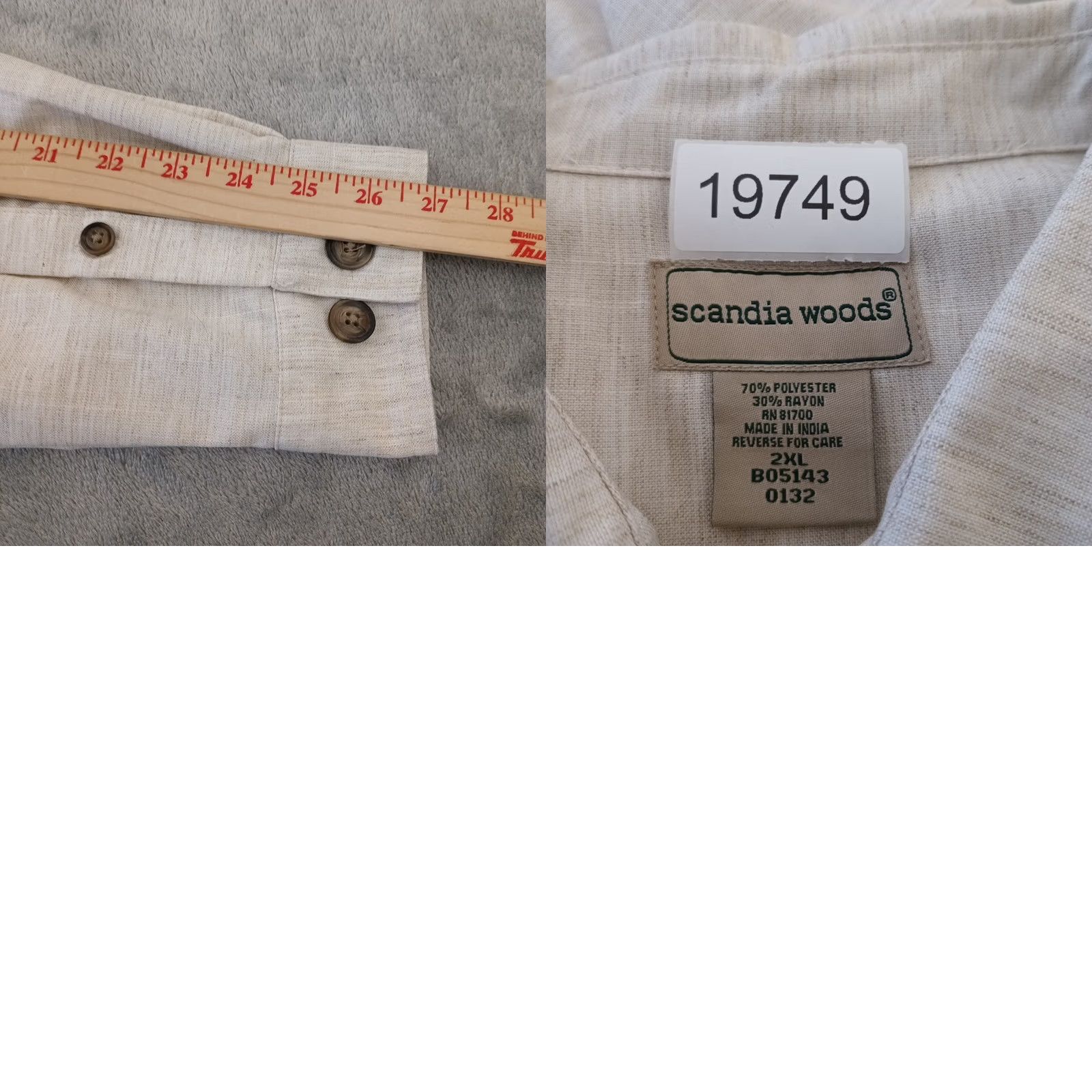 Vintage Scandia Woods Mens 2XL Beige Heather Long Sleeve Button Up Pockets - 2XL Size US XXL / EU 58 / 5 - 8 Thumbnail