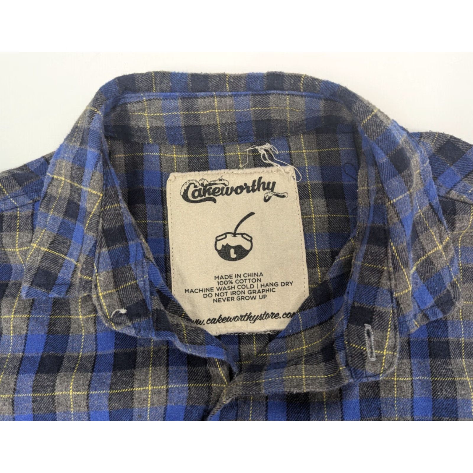 Vintage Cakeworthy You're Just As Sane As I Am Shirt Mens Large Blue Flannel Plaid Cotton Button-Up Embroidered Stars 90s 80s Vintage? Size US L / EU 52-54 / 3 - 7 Thumbnail