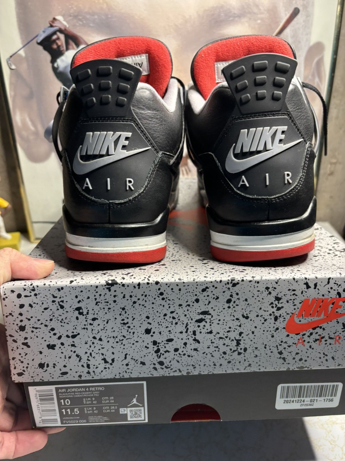 Jordan Brand Air Jordan 4 Retro Bred 2024 Size US 10 / EU 43 - 7 Thumbnail