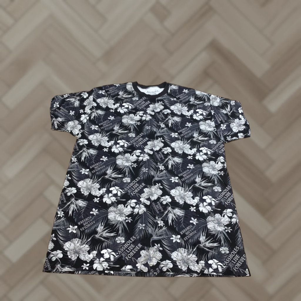 Olive Aholes Live Forever Shirt Mens XL Black Floral Casual Crew Neck Size US XL / EU 56 / 4 - 1 Thumbnail