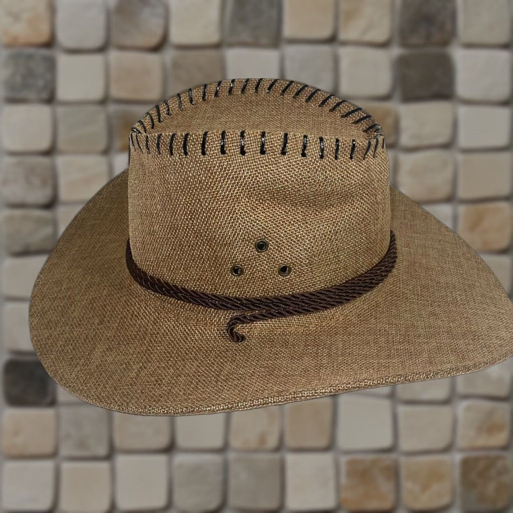 Vintage Womens Cowboy Hat Tweed Tan Adjustable Drawstring One Size Beige Casual Western 5 Panel Northwest (NWOT) New? Size ONE SIZE - 1 Thumbnail