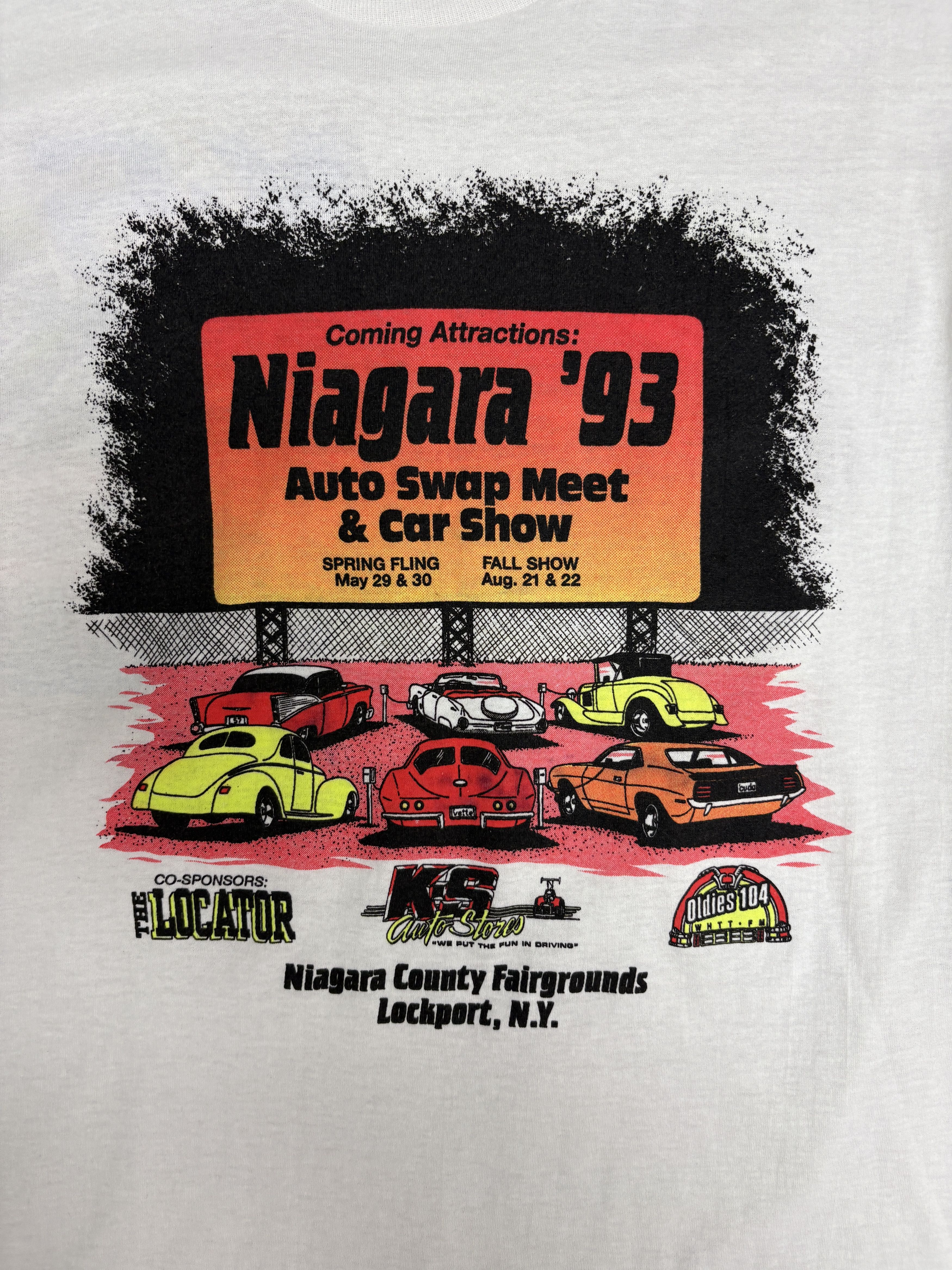 Vintage Niagara '93 Auto Swap Car Shows Vintage White T-Shirt Tee Size US XL / EU 56 / 4 - 2 Thumbnail