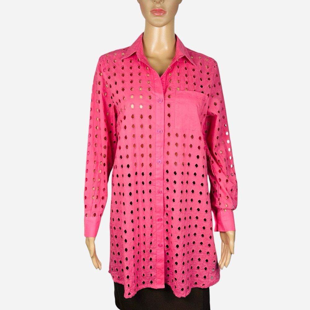 Other NWT New True Destinations Eyelet Long Sleeve Pink Cotton Sh Size XS / US 0-2 / IT 36-38 - 2 Thumbnail