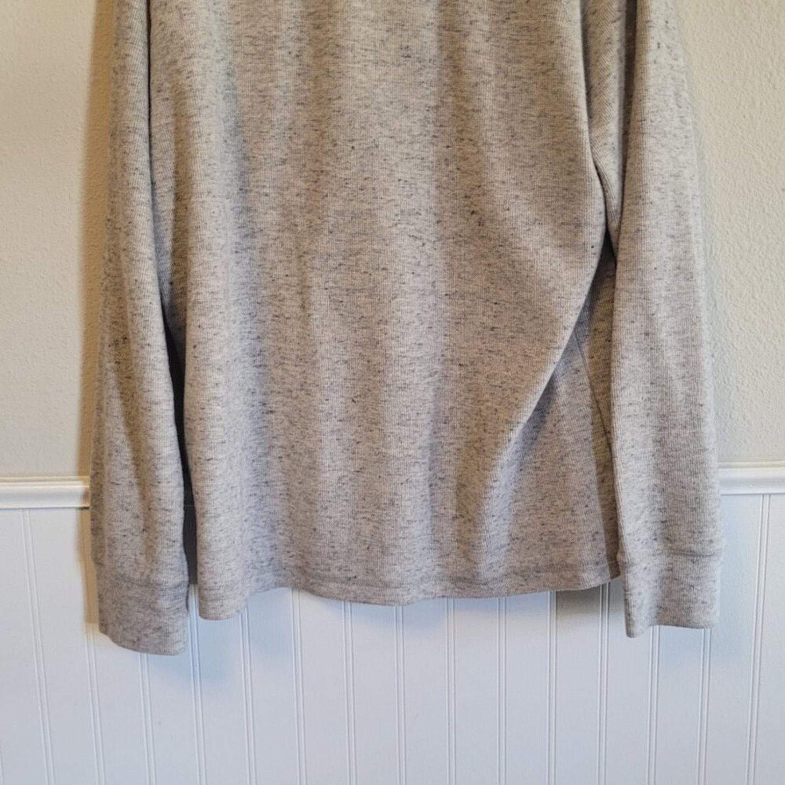 Julian Zigerli Julian & Mark Men's Grey Speckled Waffle Knit Henley - Large Size US L / EU 52-54 / 3 - 4 Thumbnail