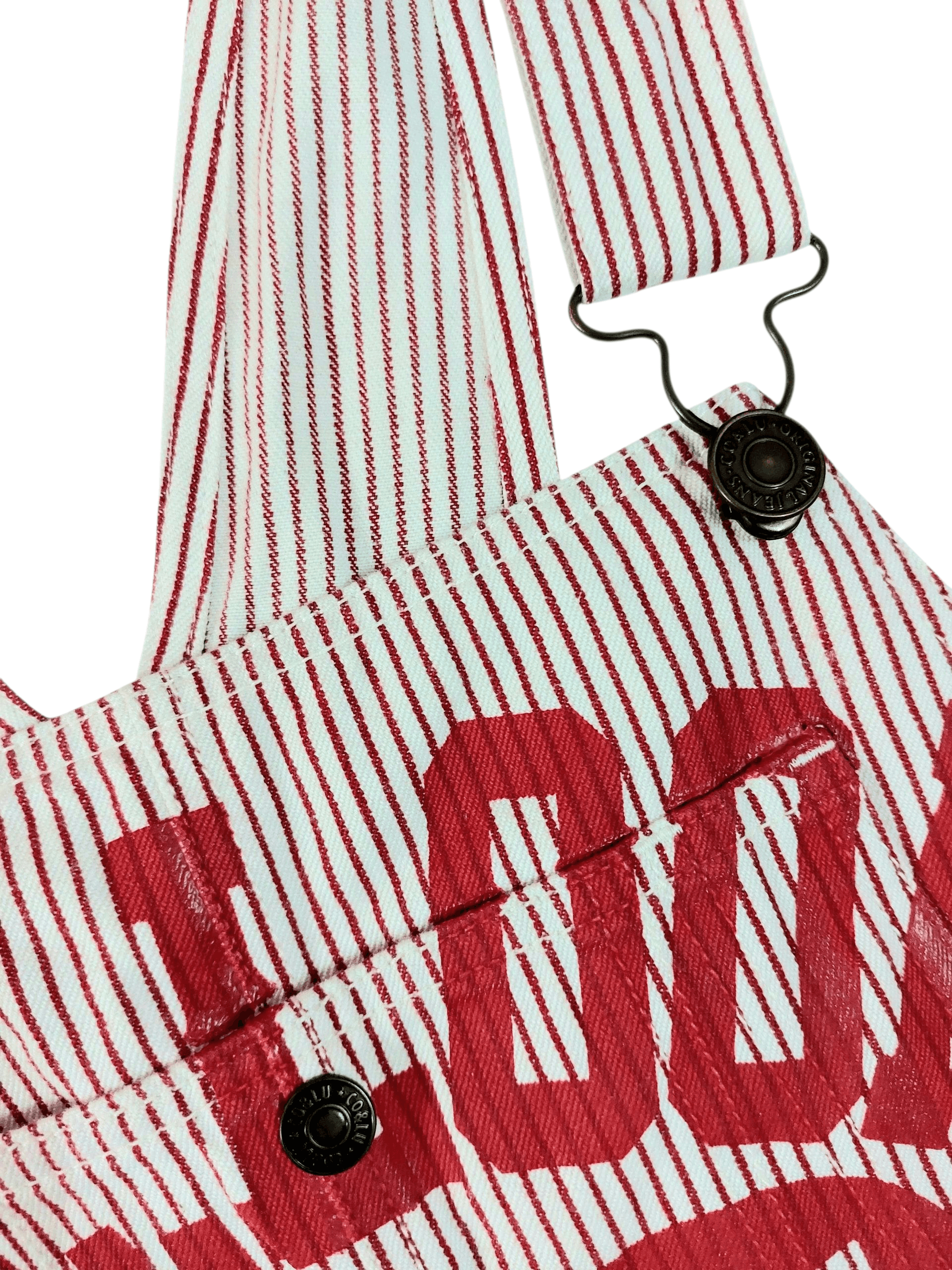 Vintage Rare 💥 Co and Lu 90's Hickory Stripe Big Logo Overalls Size 31" - 5 Thumbnail