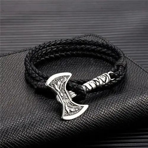 Japanese Brand Raven Battle Axe Multilayer Leather Bracelet Size ONE SIZE - 3 Thumbnail