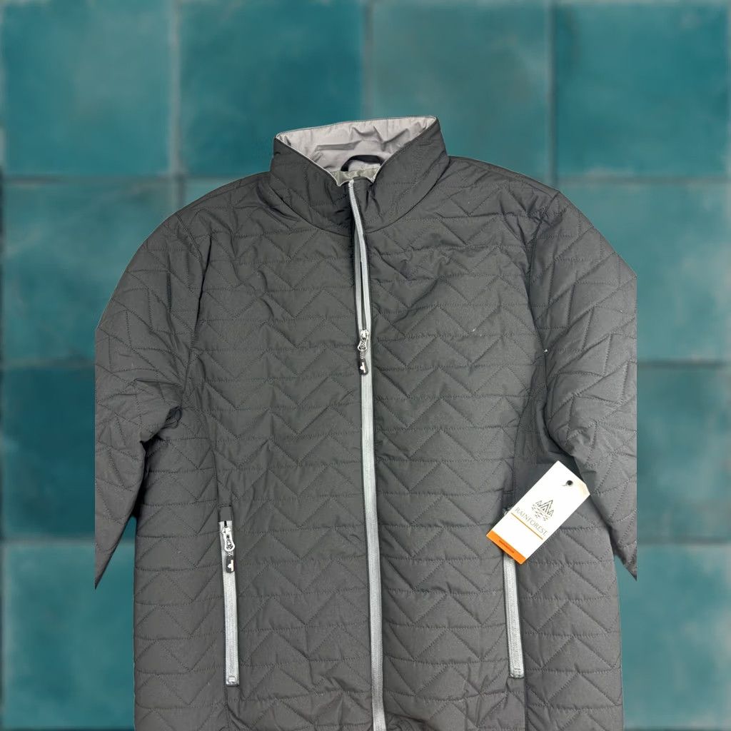 Vintage Rainforest Jacket Mens M Black Quilted Insulated Full Zip Pockets RF2521 Size US M / EU 48-50 / 2 - 1 Thumbnail