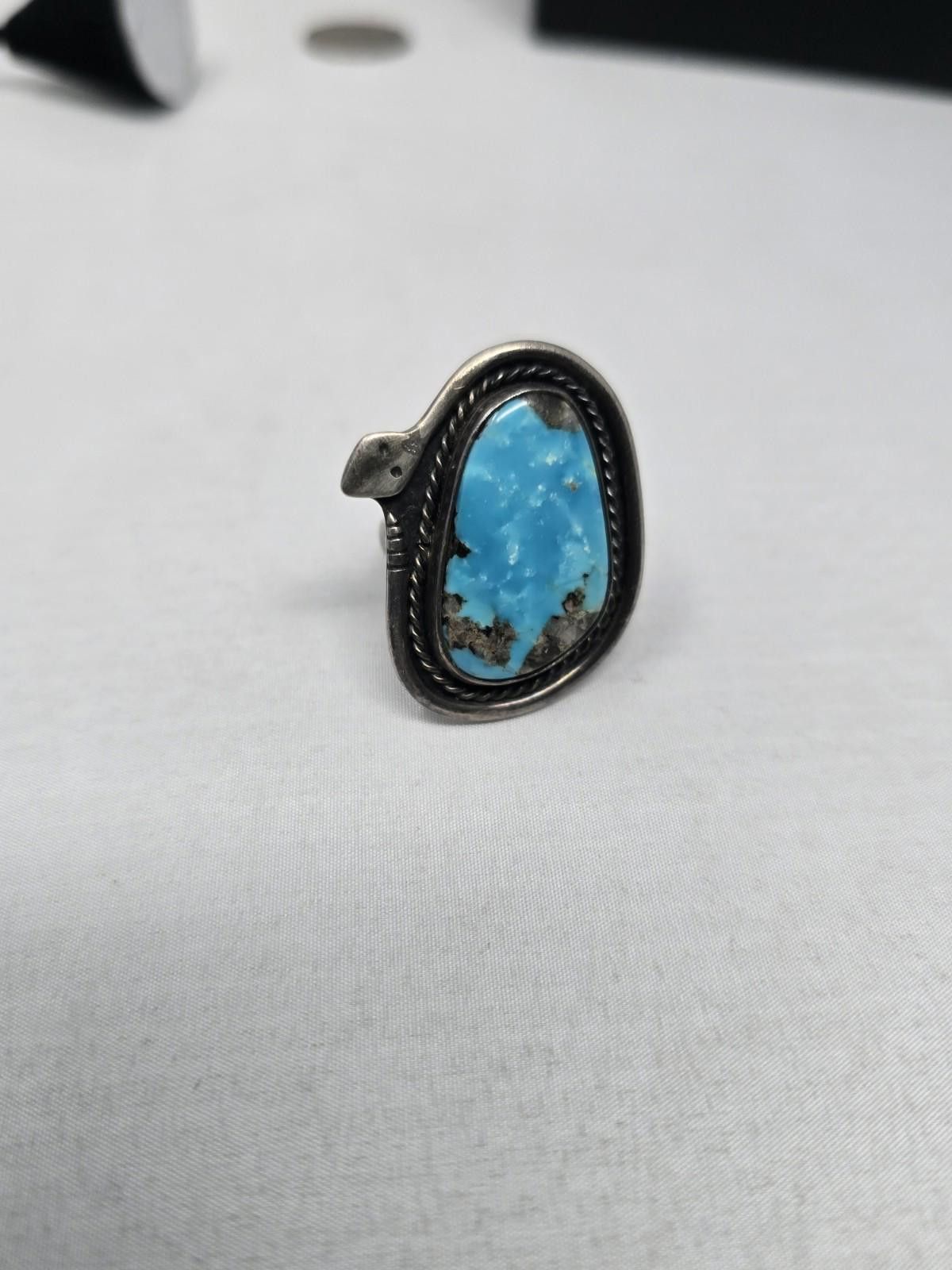 Other Sterling Silver Turquoise Snake Ring Size 11.25 Navajo Size ONE SIZE - 8 Thumbnail