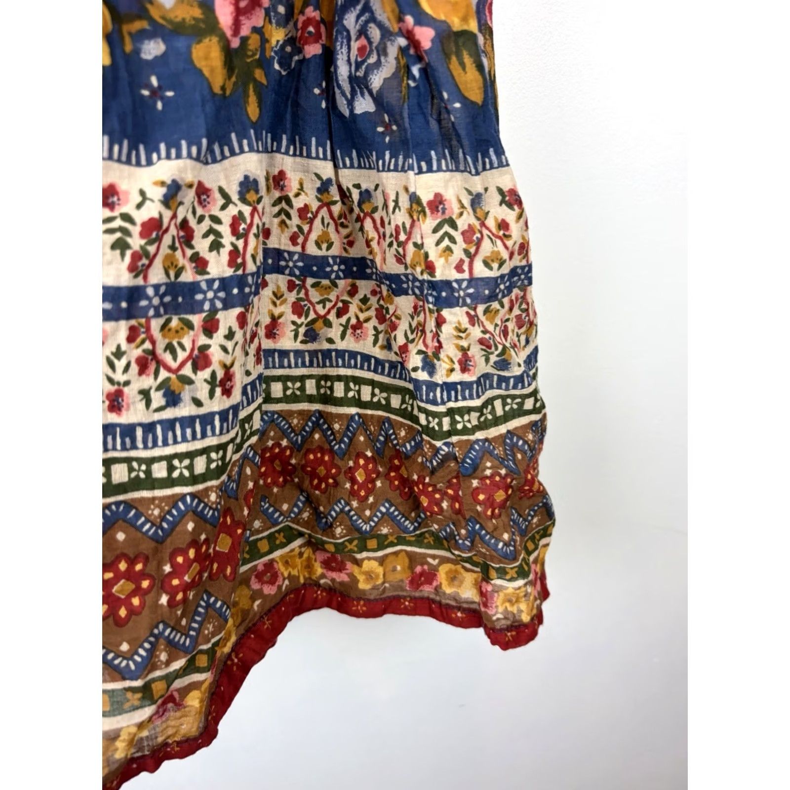 Basic Editions Basic Editions Skirt Womens Large Maxi Floral Boho Peasant Indie Festival Knit Cotton Blue Long Regular M Size 32" / US 10 / IT 46 - 5 Thumbnail