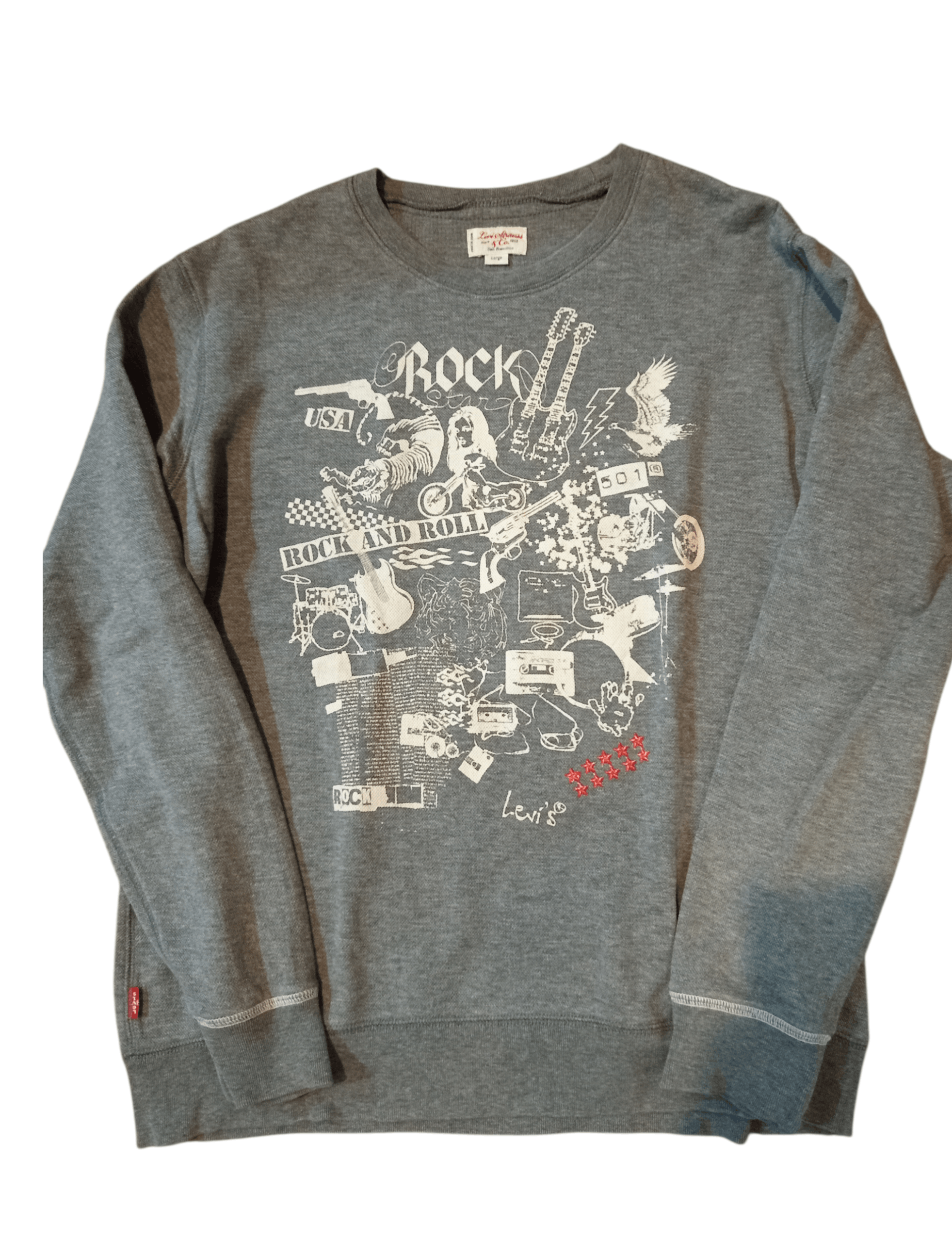 Vintage Levi’s 501 Rock N Roll Music Sweatshirt Size US L / EU 52-54 / 3 - 2 Thumbnail