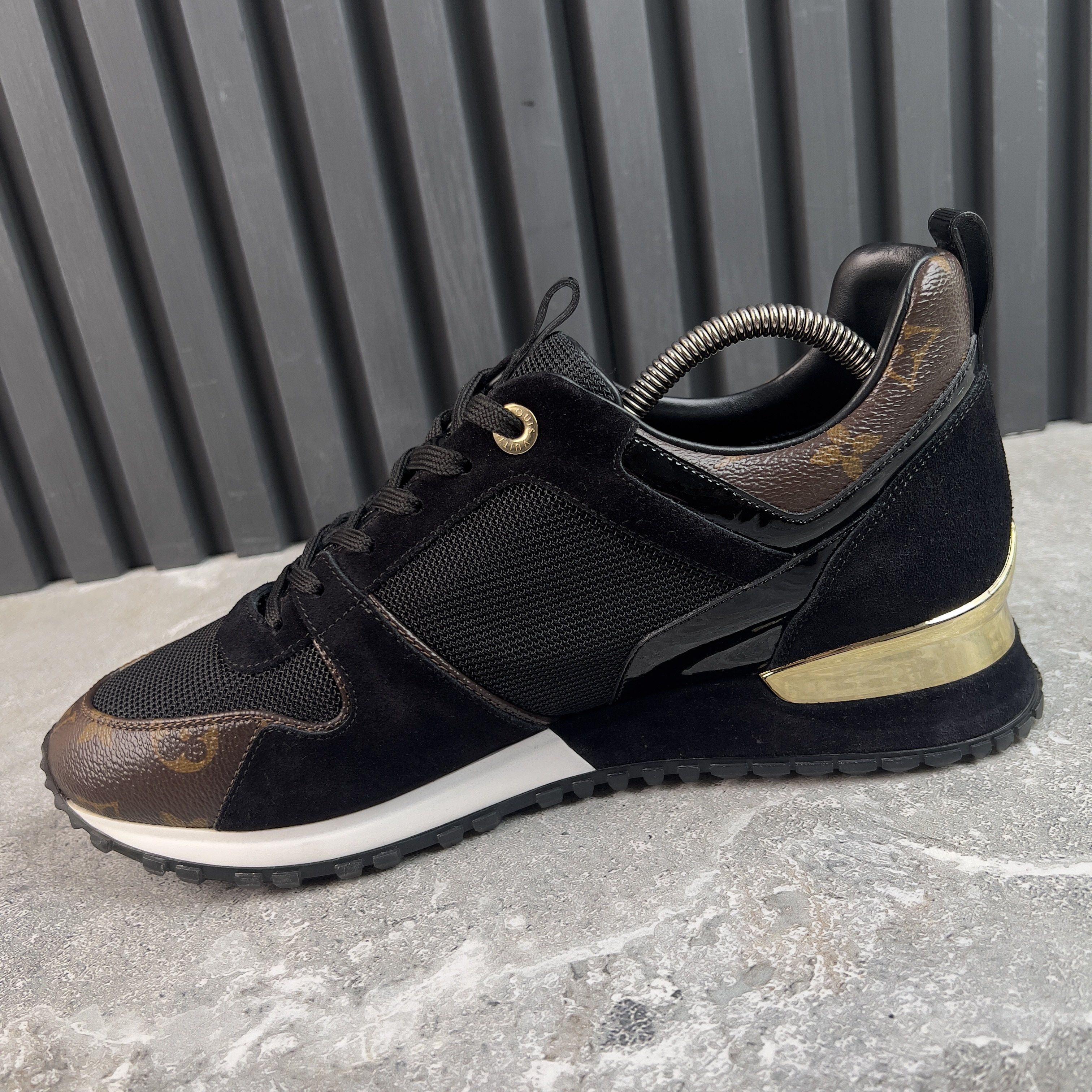 Louis Vuitton Run Away Logo Sneakers Monogram Canvas Black Mesh Suede Size US 7 / EU 40 - 5 Thumbnail
