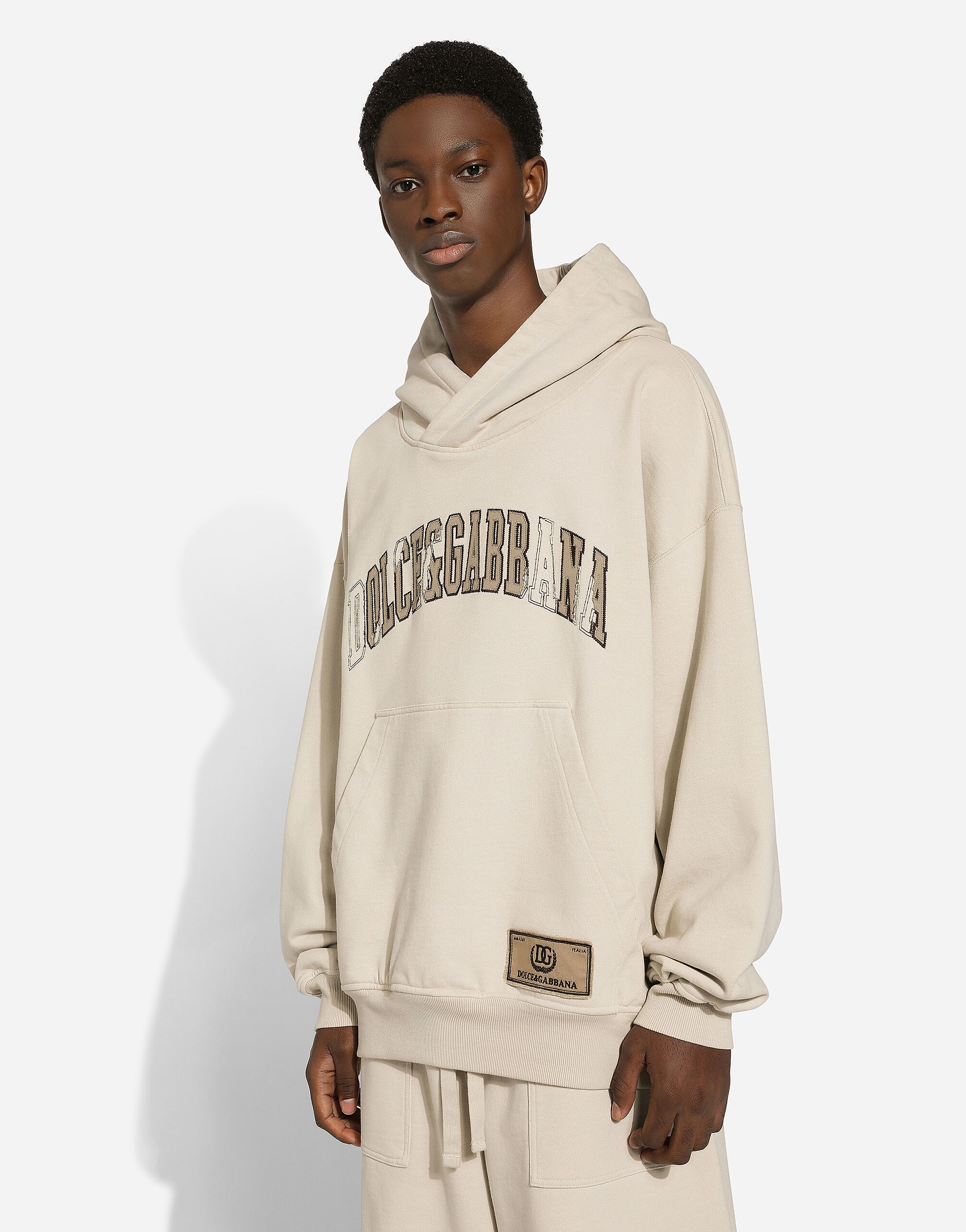 Dolce & Gabbana o1s22i1n0924 Embroidered Logo Hoodie in Neutro Size US L / EU 52-54 / 3 - 4 Thumbnail
