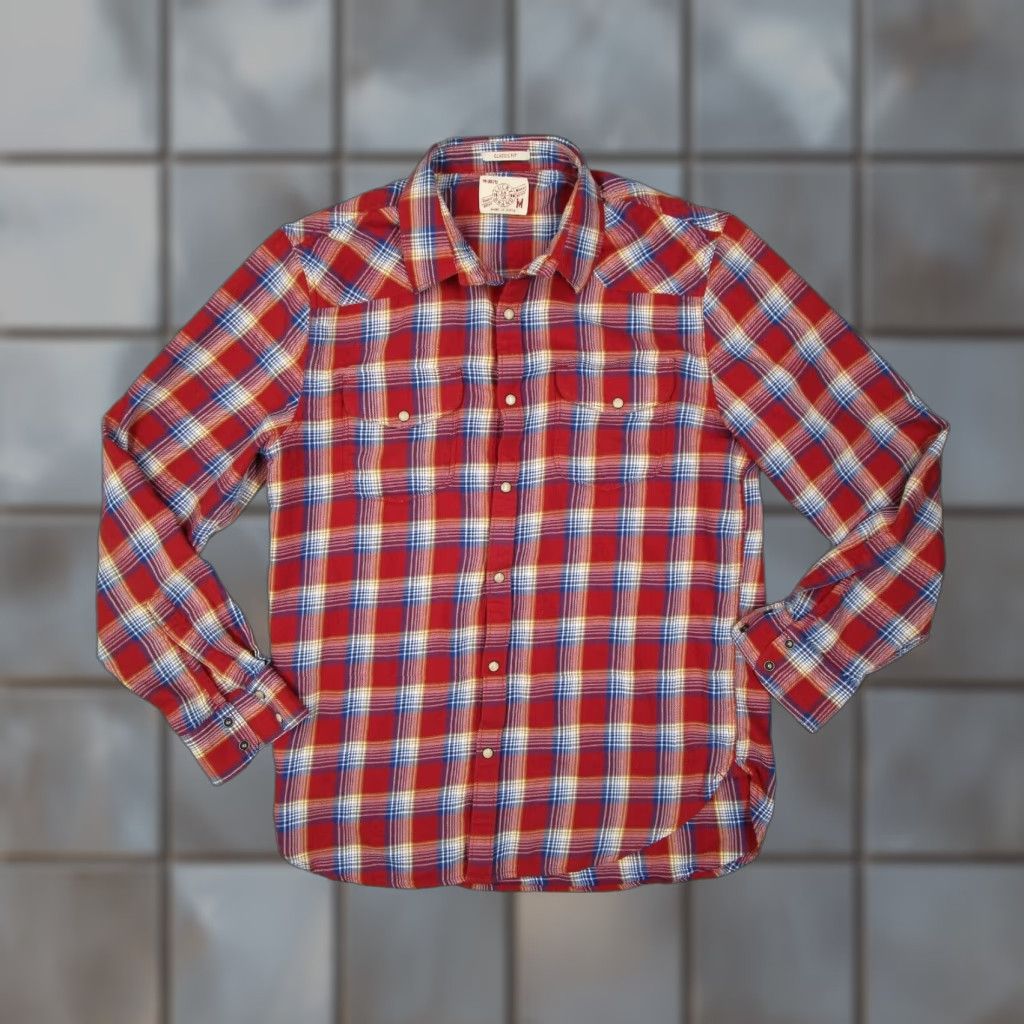 Lucky Brand Lucky Brand Shirt Men M Red Plaid Button-Up Snap Pearl Snaps Classic Fit Casual Work 100% Cotton Size US M / EU 48-50 / 2 - 1 Thumbnail