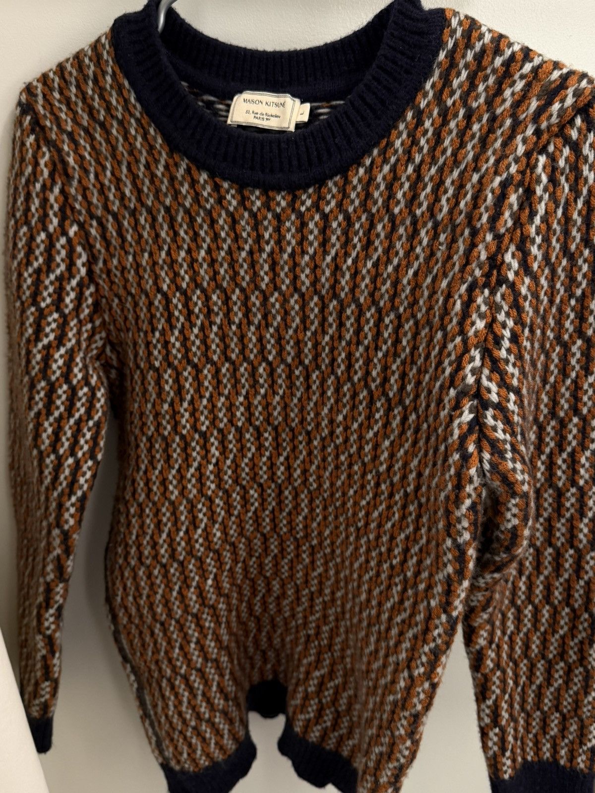Maison Kitsune Maison Kitsuné Jacquard-knit wool-blend sweater Size US L / EU 52-54 / 3 - 1 Thumbnail
