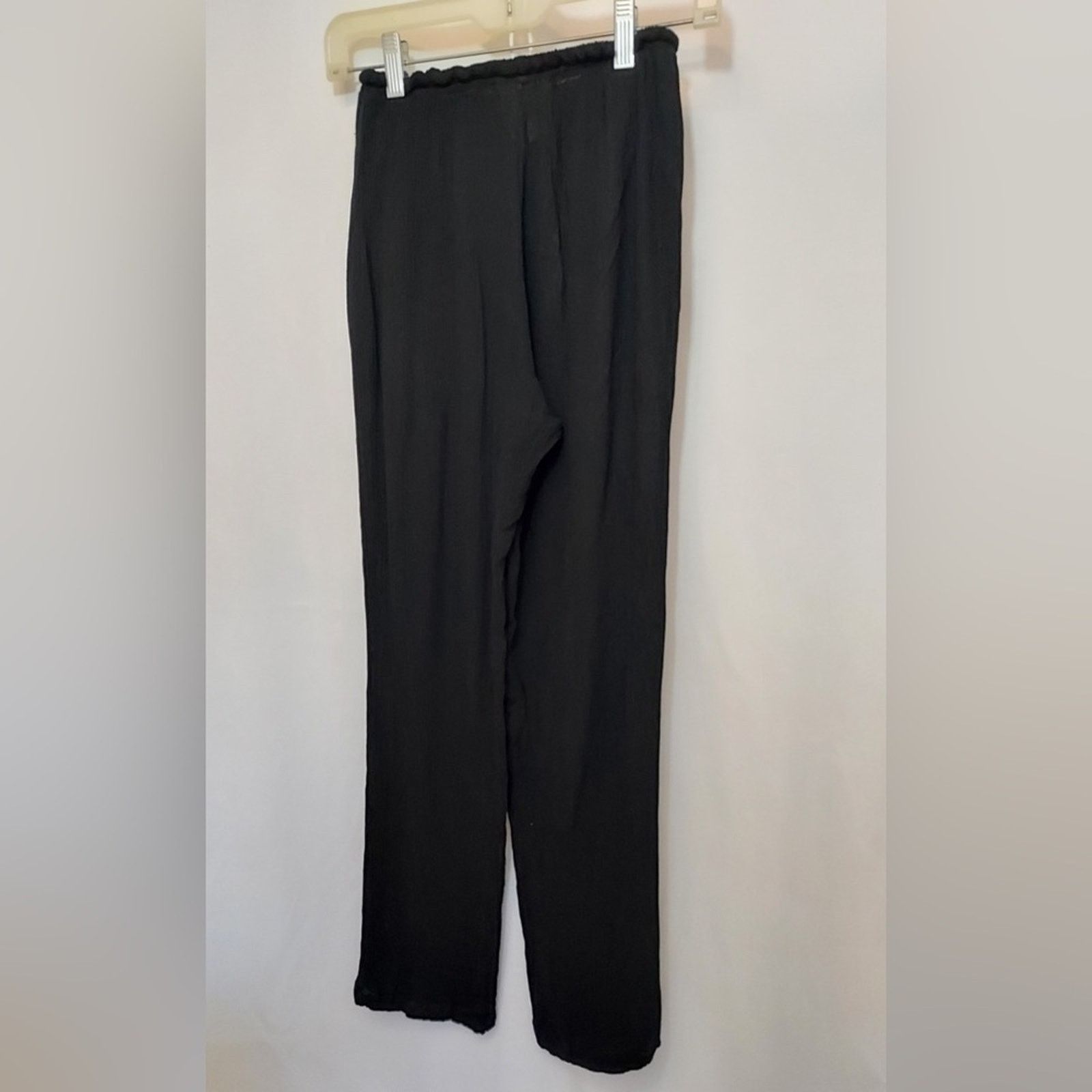 Other Vintage 80's Key Lime Pie Black Stretchy Crinkle Rayon Pants Size 22" - 6 Thumbnail