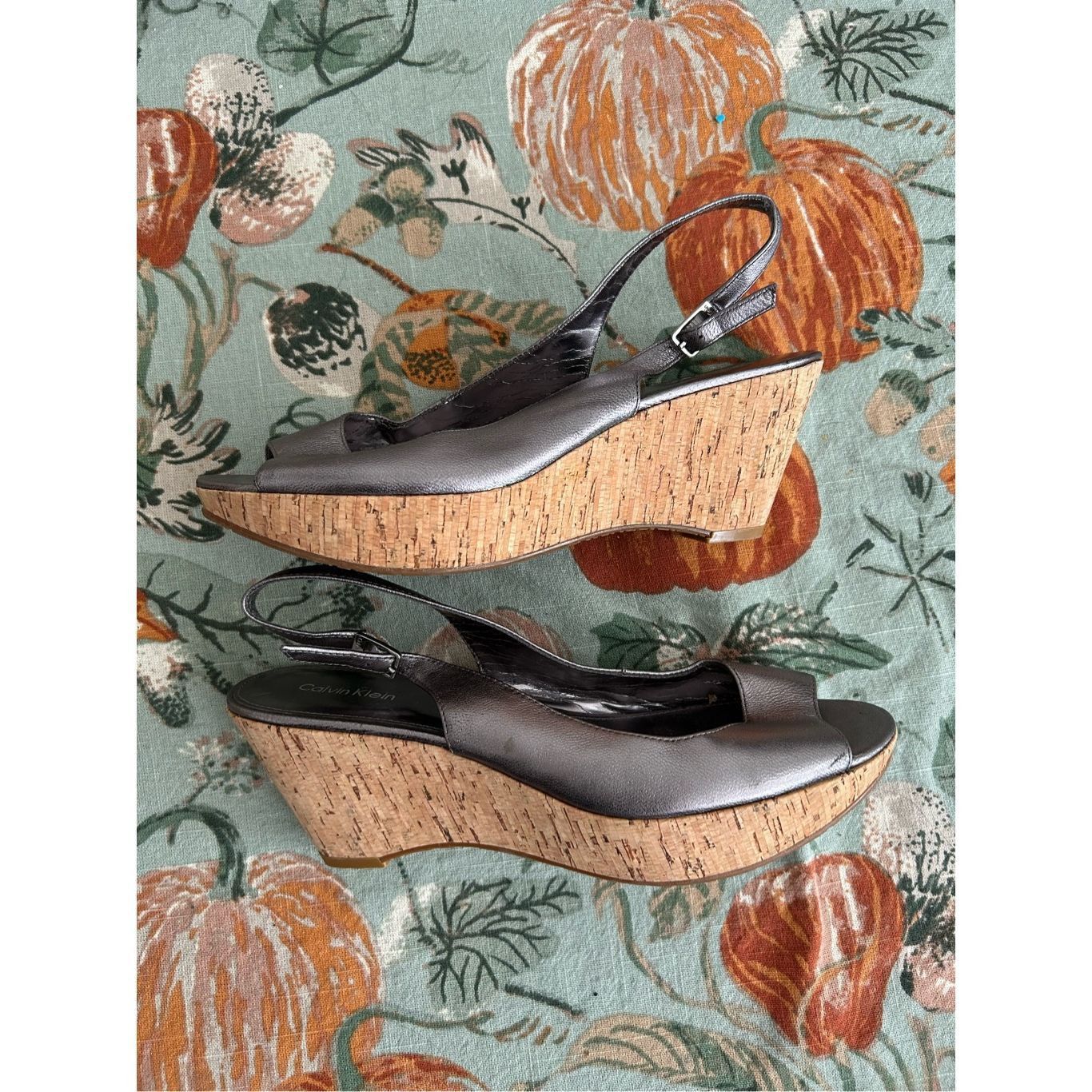Calvin Klein Calvin Klein Heidy Platform Cork Wedge Heels, Slingback Pump Size US 8.5 / IT 38.5 - 2 Thumbnail