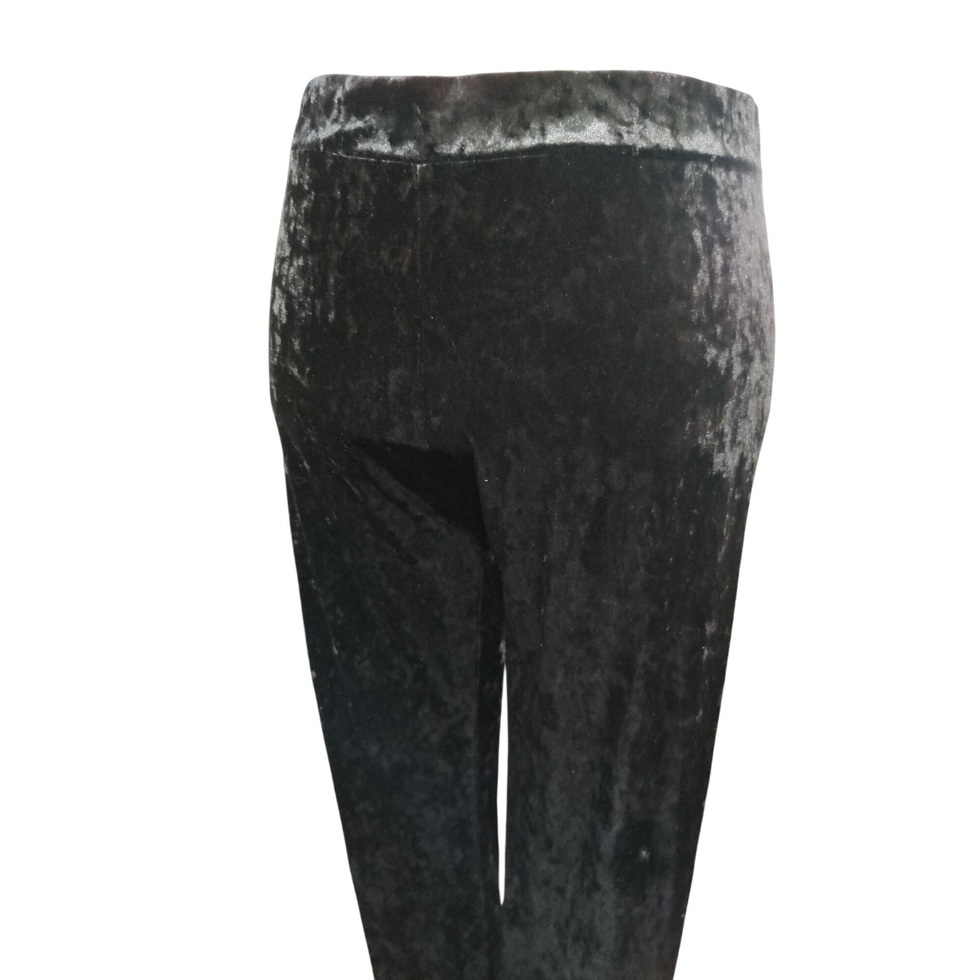 H&M H&M Divided L Womens Pants Black Crushed Velvet Slim Leg Str Size 36" / US 14 / IT 50 - 3 Thumbnail