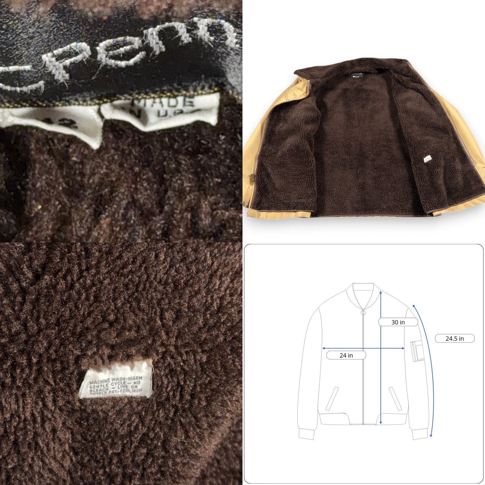 Vintage VINTAGE J. C. Penney Jacket Adult 42 Brown Canvas Sherpa Chore Western 70s Mens Size US L / EU 52-54 / 3 - 8 Thumbnail